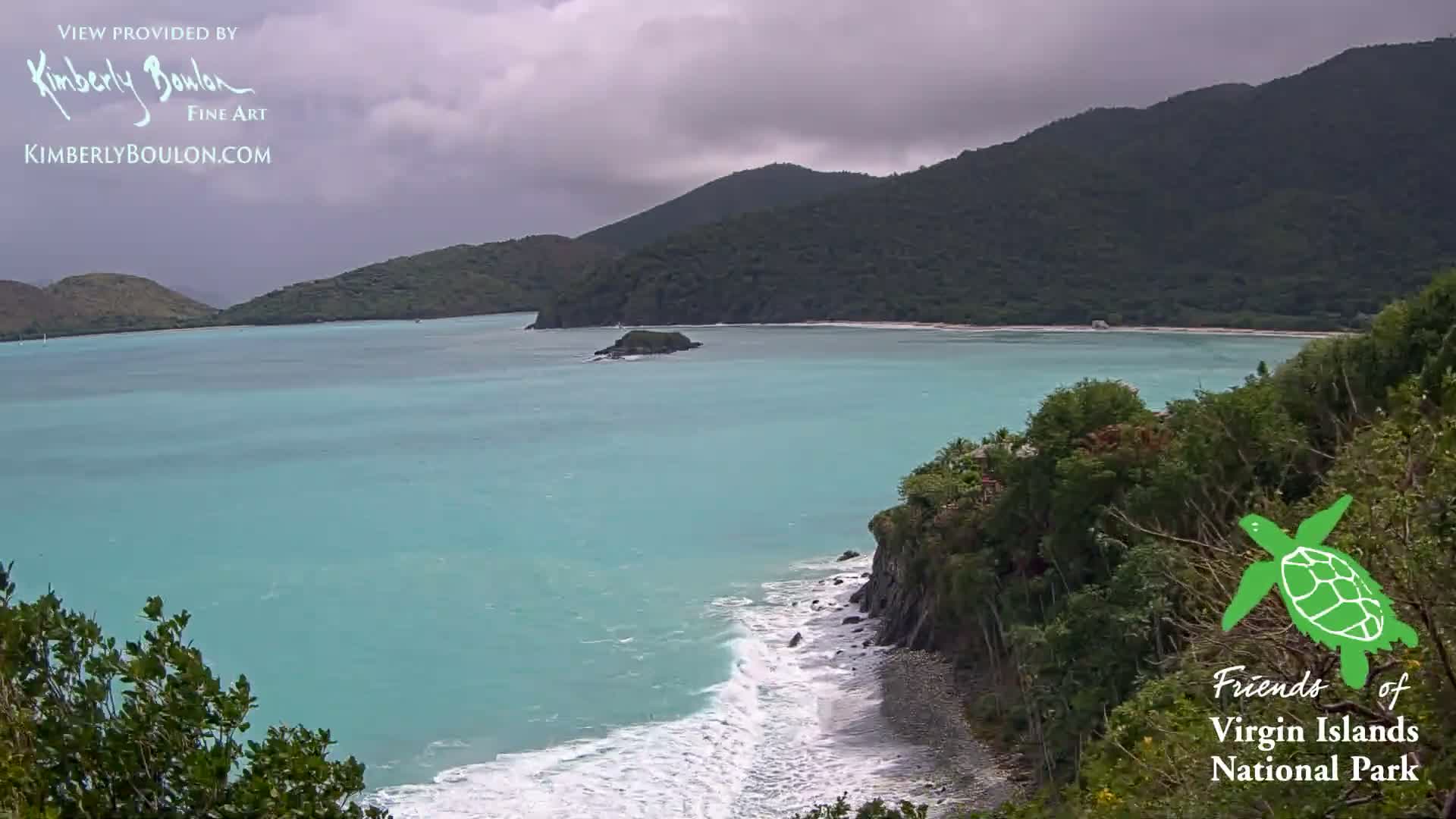 St. John, Cinnamon, Maho, and Francis Bays from Windswept Point Live Cam - Central, St. John, United States Virgin Islands, USA