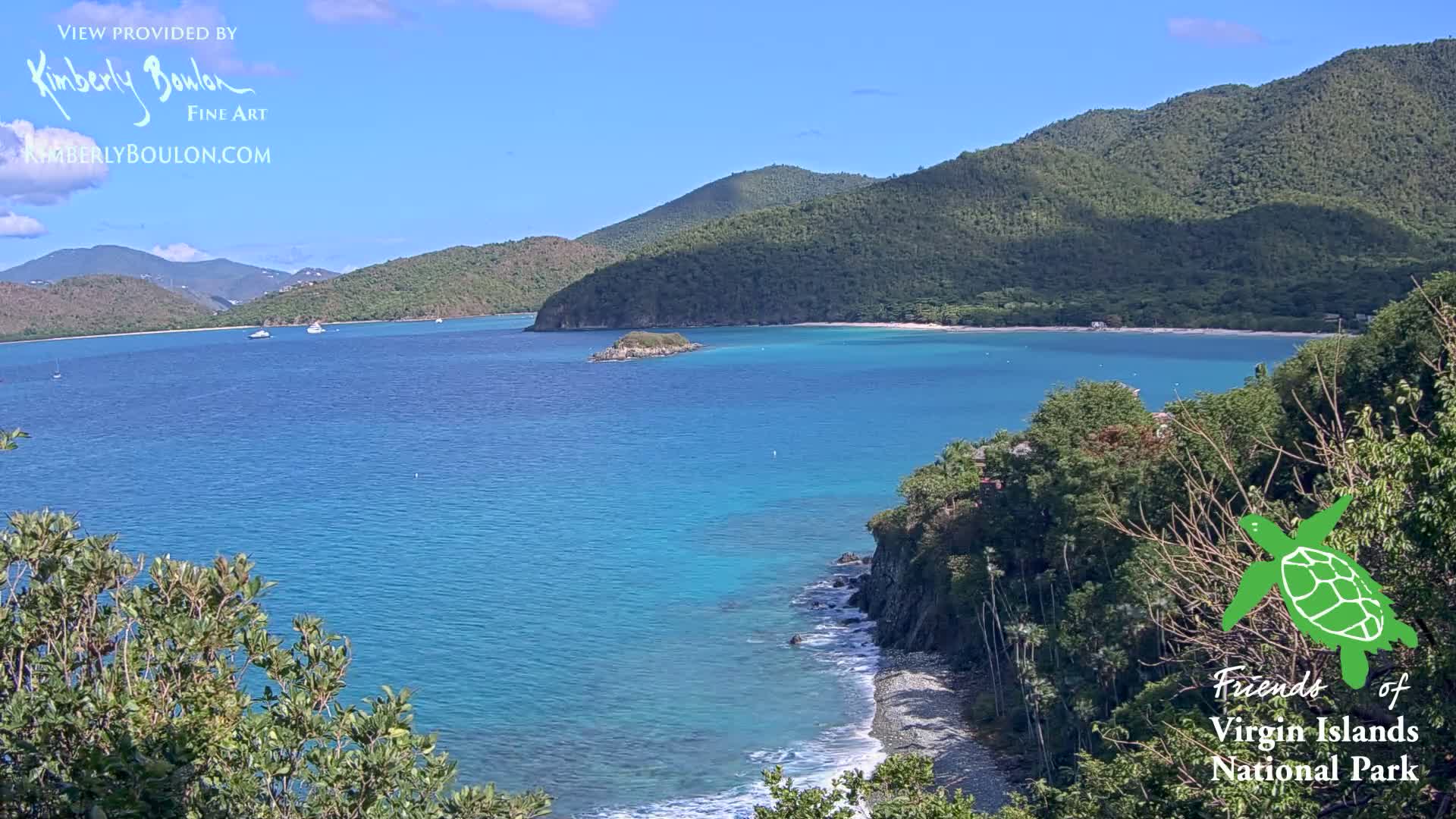 St. John, Cinnamon, Maho, and Francis Bays from Windswept Point Live Cam - Central, St. John, United States Virgin Islands, USA