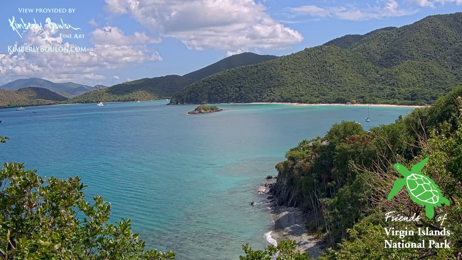 St. John, Cinnamon, Maho, and Francis Bays from Windswept Point Live Cam - Central, St. John, United States Virgin Islands, USA