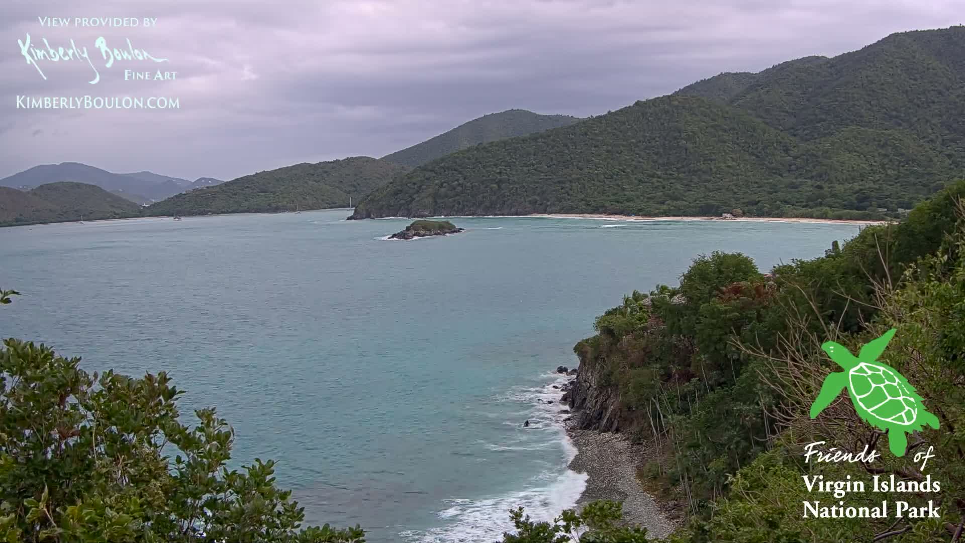 St. John, Cinnamon, Maho, and Francis Bays from Windswept Point Live Cam - Central, St. John, United States Virgin Islands, USA