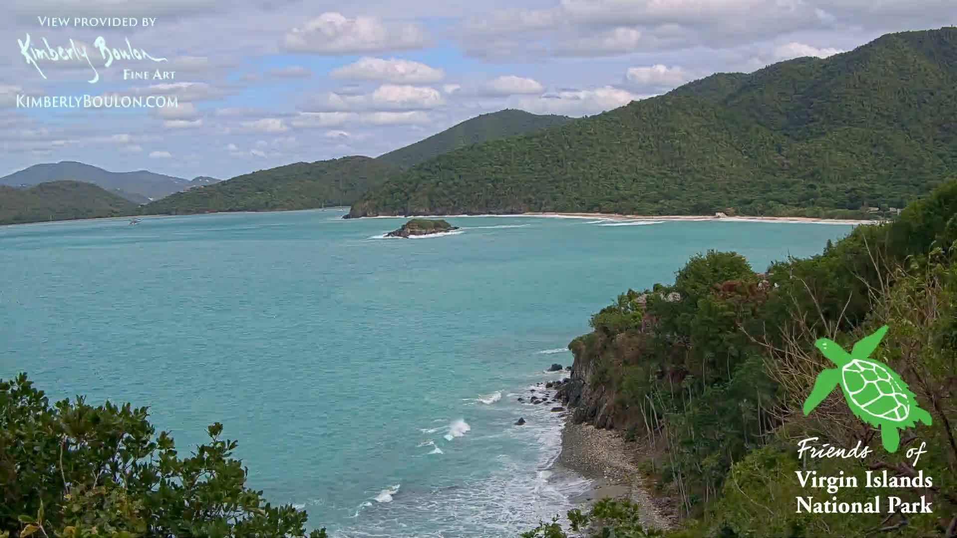 St. John, Cinnamon, Maho, and Francis Bays from Windswept Point Live Cam - Central, St. John, United States Virgin Islands, USA