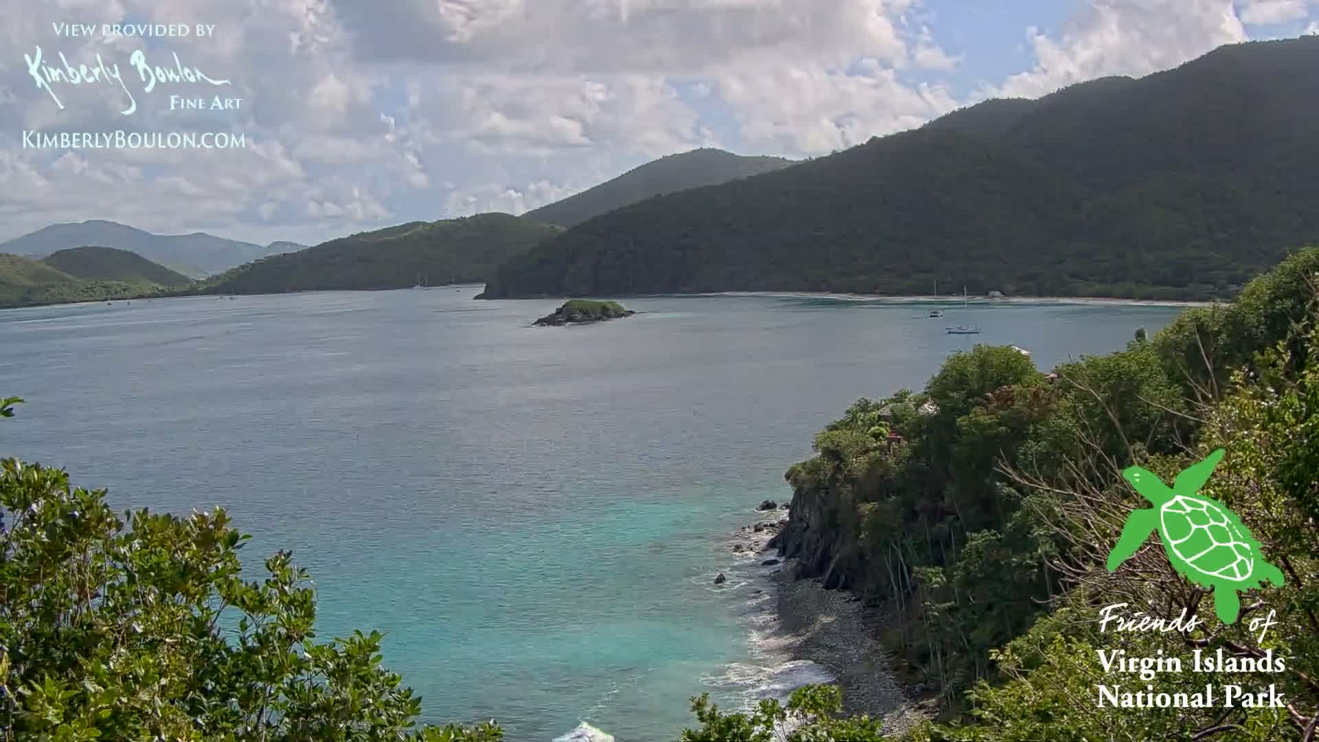 St. John, Cinnamon, Maho, and Francis Bays from Windswept Point Live Cam - Central, St. John, United States Virgin Islands, USA