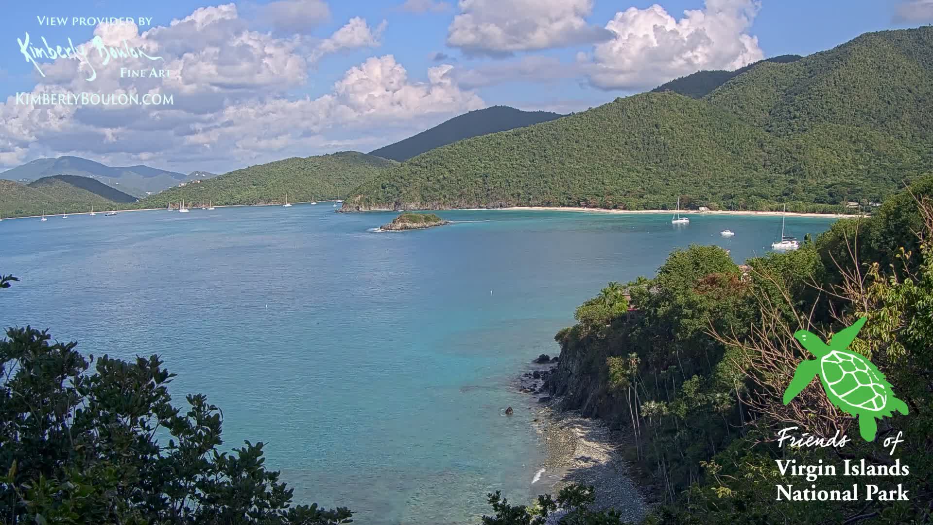 St. John, Cinnamon, Maho, and Francis Bays from Windswept Point Live Cam - Central, St. John, United States Virgin Islands, USA