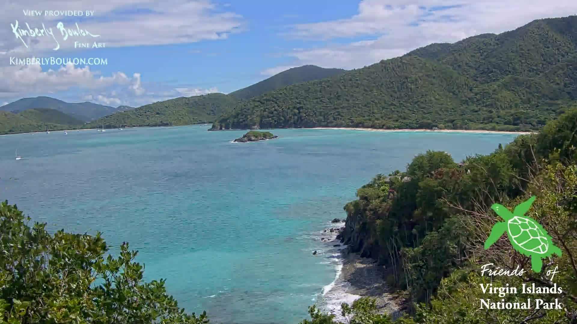 St. John, Cinnamon, Maho, and Francis Bays from Windswept Point Live Cam - Central, St. John, United States Virgin Islands, USA