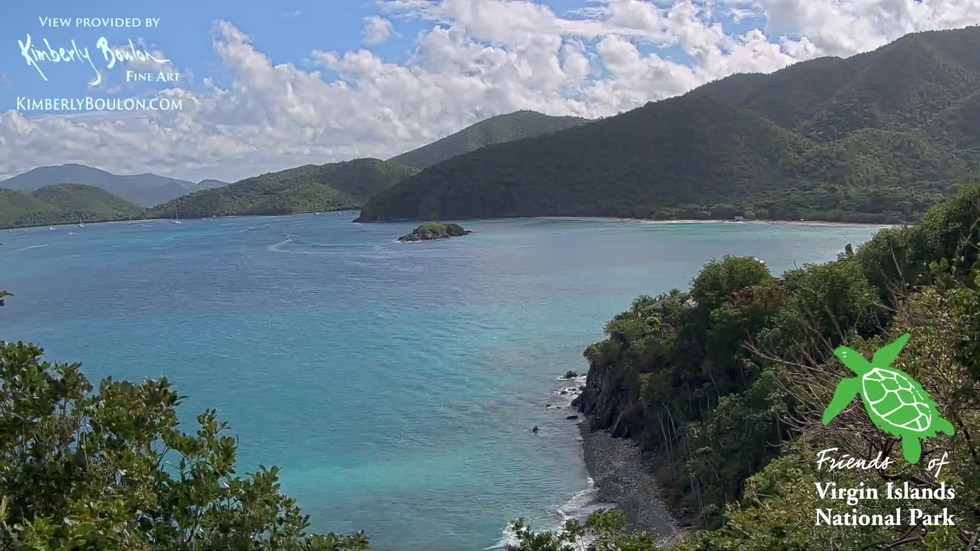 St. John, Cinnamon, Maho, and Francis Bays from Windswept Point Live Cam - Central, St. John, United States Virgin Islands, USA