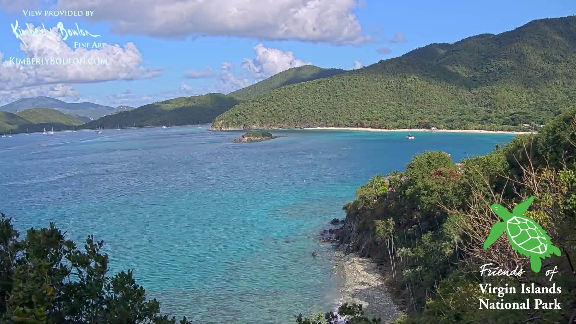 St. John, Cinnamon, Maho, and Francis Bays from Windswept Point Live Cam - Central, St. John, United States Virgin Islands, USA