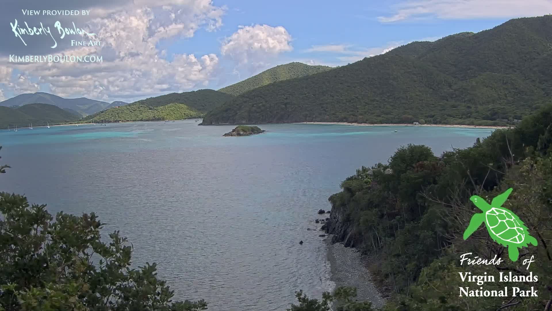 St. John, Cinnamon, Maho, and Francis Bays from Windswept Point Live Cam - Central, St. John, United States Virgin Islands, USA