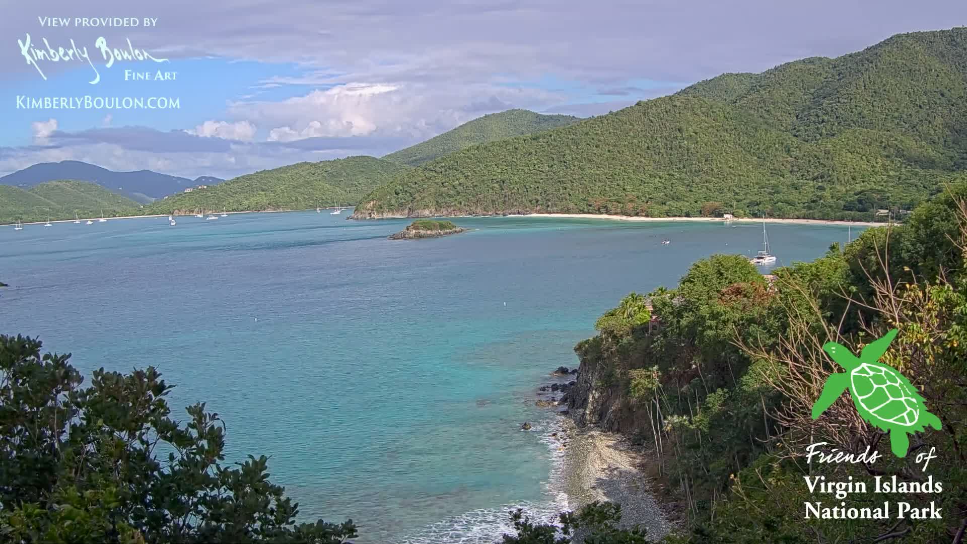 St. John, Cinnamon, Maho, and Francis Bays from Windswept Point Live Cam - Central, St. John, United States Virgin Islands, USA