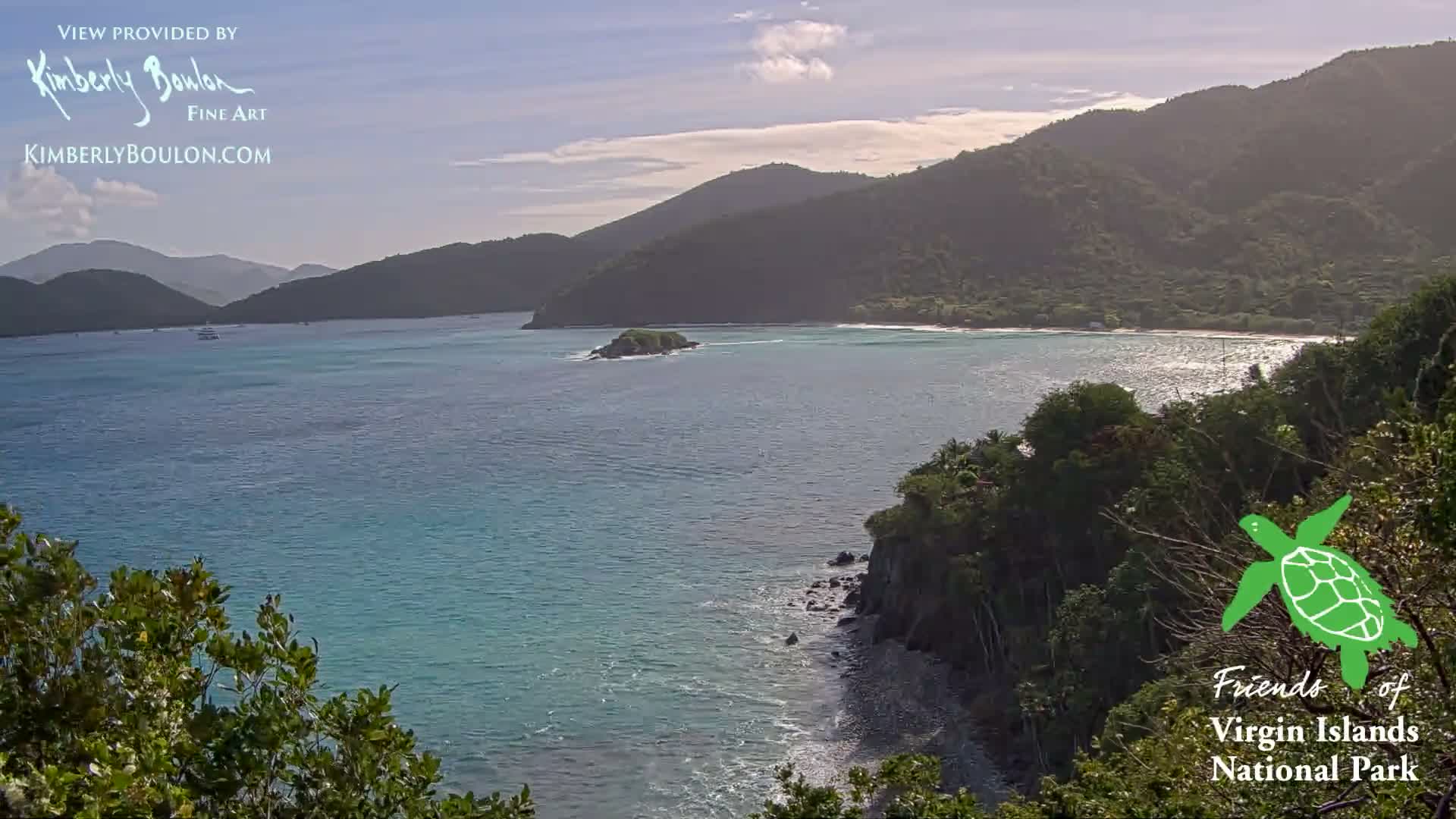 St. John, Cinnamon, Maho, and Francis Bays from Windswept Point Live Cam - Central, St. John, United States Virgin Islands, USA