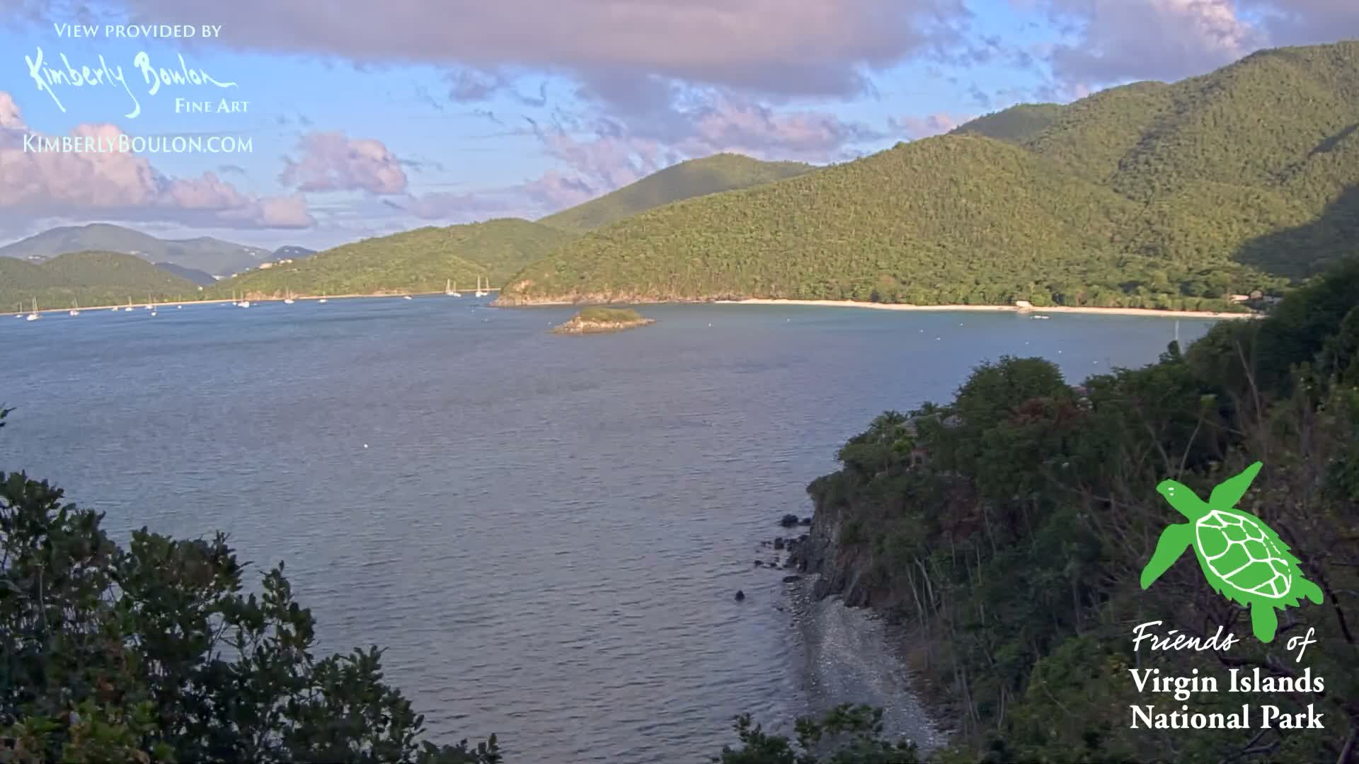 St. John, Cinnamon, Maho, and Francis Bays from Windswept Point Live Cam - Central, St. John, United States Virgin Islands, USA