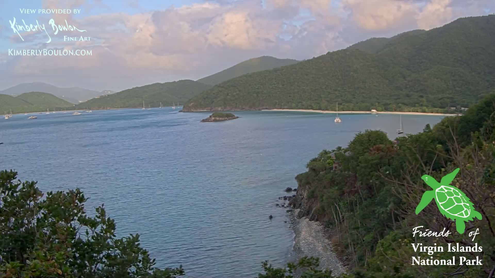 St. John, Cinnamon, Maho, and Francis Bays from Windswept Point Live Cam - Central, St. John, United States Virgin Islands, USA
