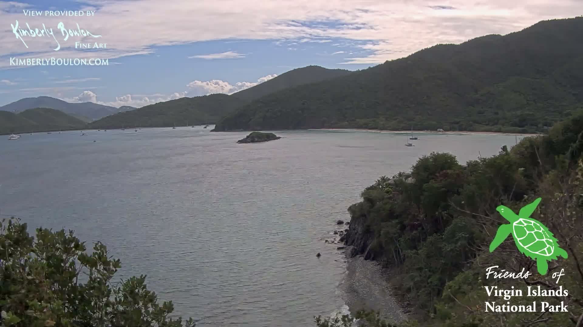 St. John, Cinnamon, Maho, and Francis Bays from Windswept Point Live Cam - Central, St. John, United States Virgin Islands, USA