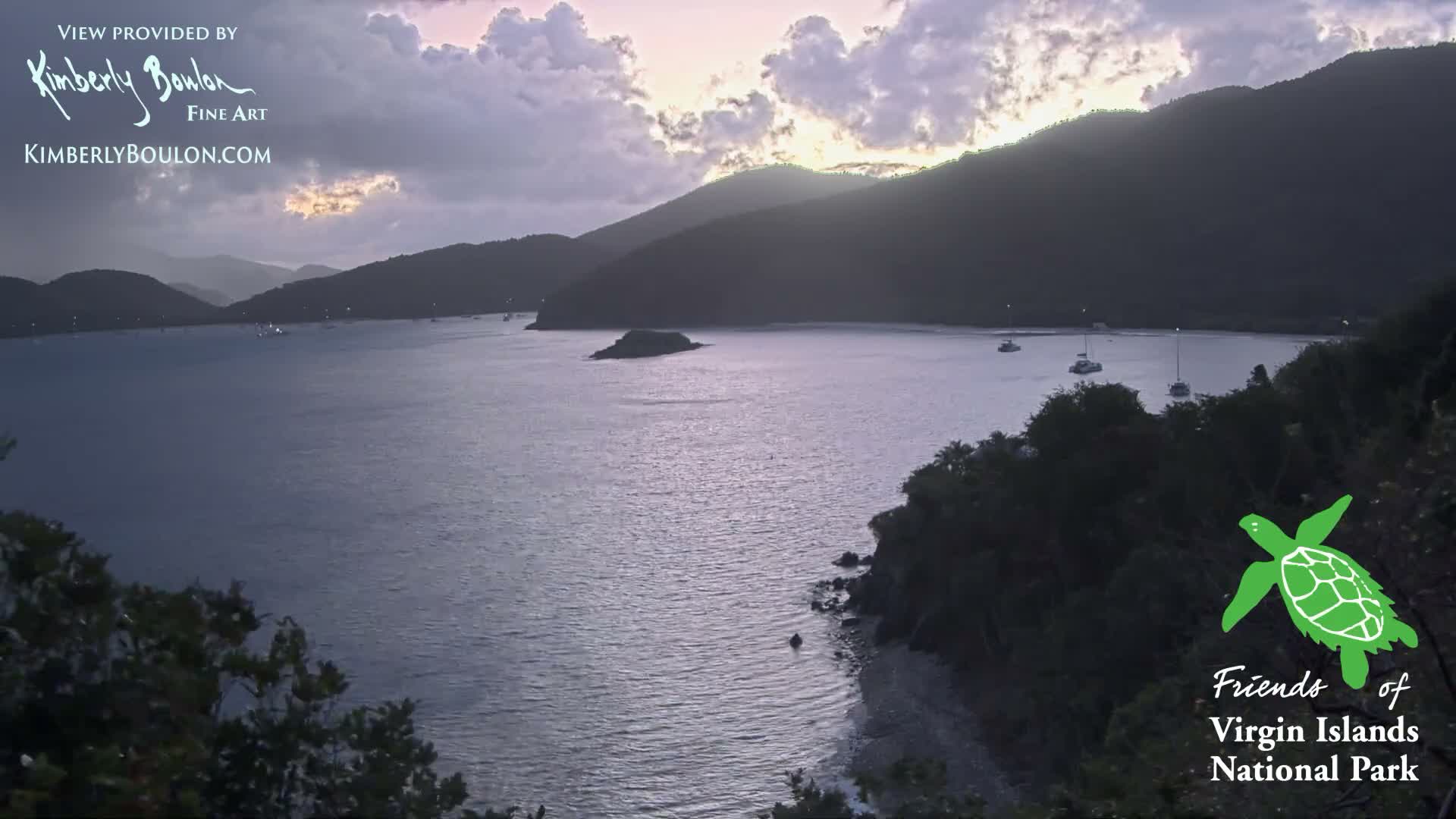 St. John, Cinnamon, Maho, and Francis Bays from Windswept Point Live Cam - Central, St. John, United States Virgin Islands, USA