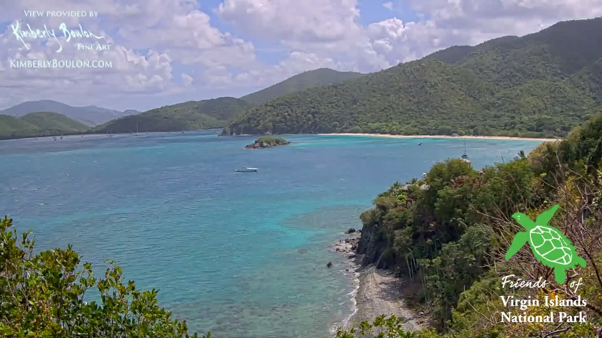 St. John, Cinnamon, Maho, and Francis Bays from Windswept Point Live Cam - Central, St. John, United States Virgin Islands, USA