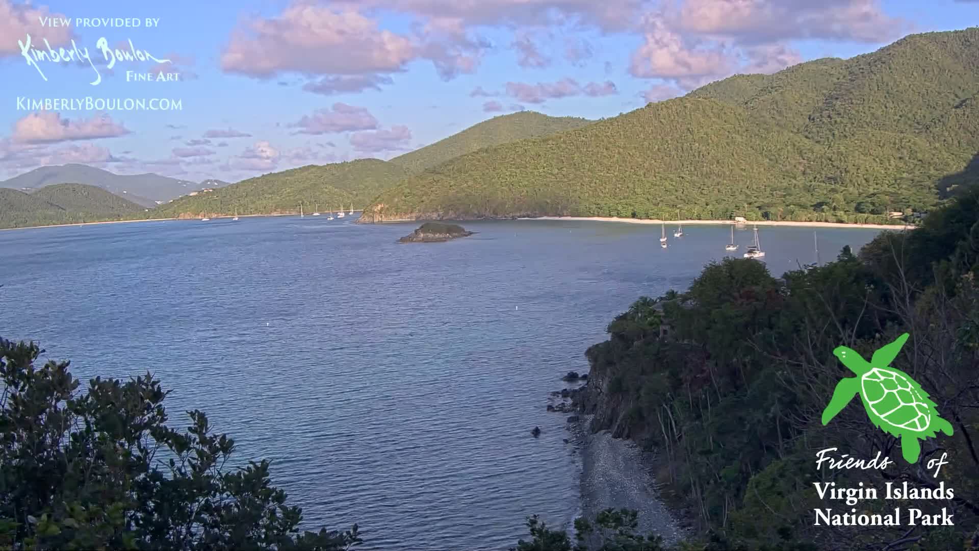 St. John, Cinnamon, Maho, and Francis Bays from Windswept Point Live Cam - Central, St. John, United States Virgin Islands, USA