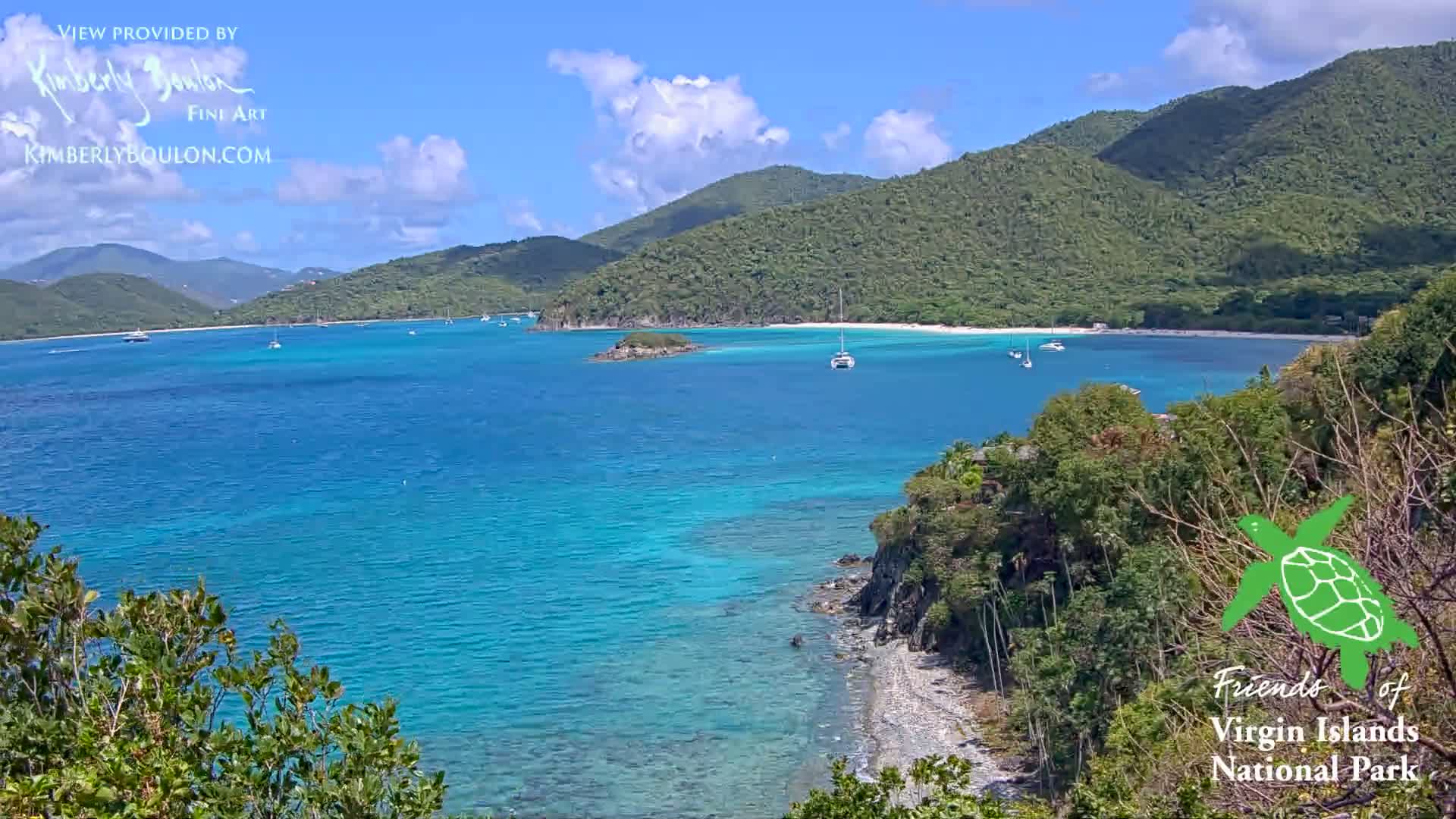 St. John, Cinnamon, Maho, and Francis Bays from Windswept Point Live Cam - Central, St. John, United States Virgin Islands, USA