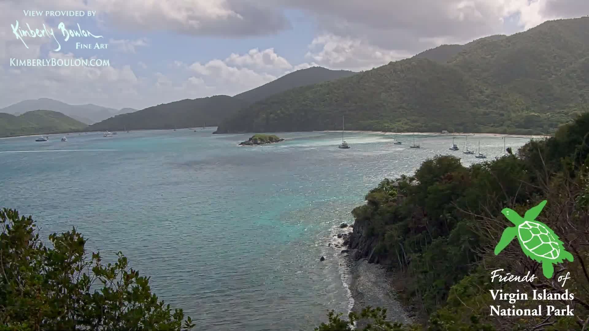 St. John, Cinnamon, Maho, and Francis Bays from Windswept Point Live Cam - Central, St. John, United States Virgin Islands, USA