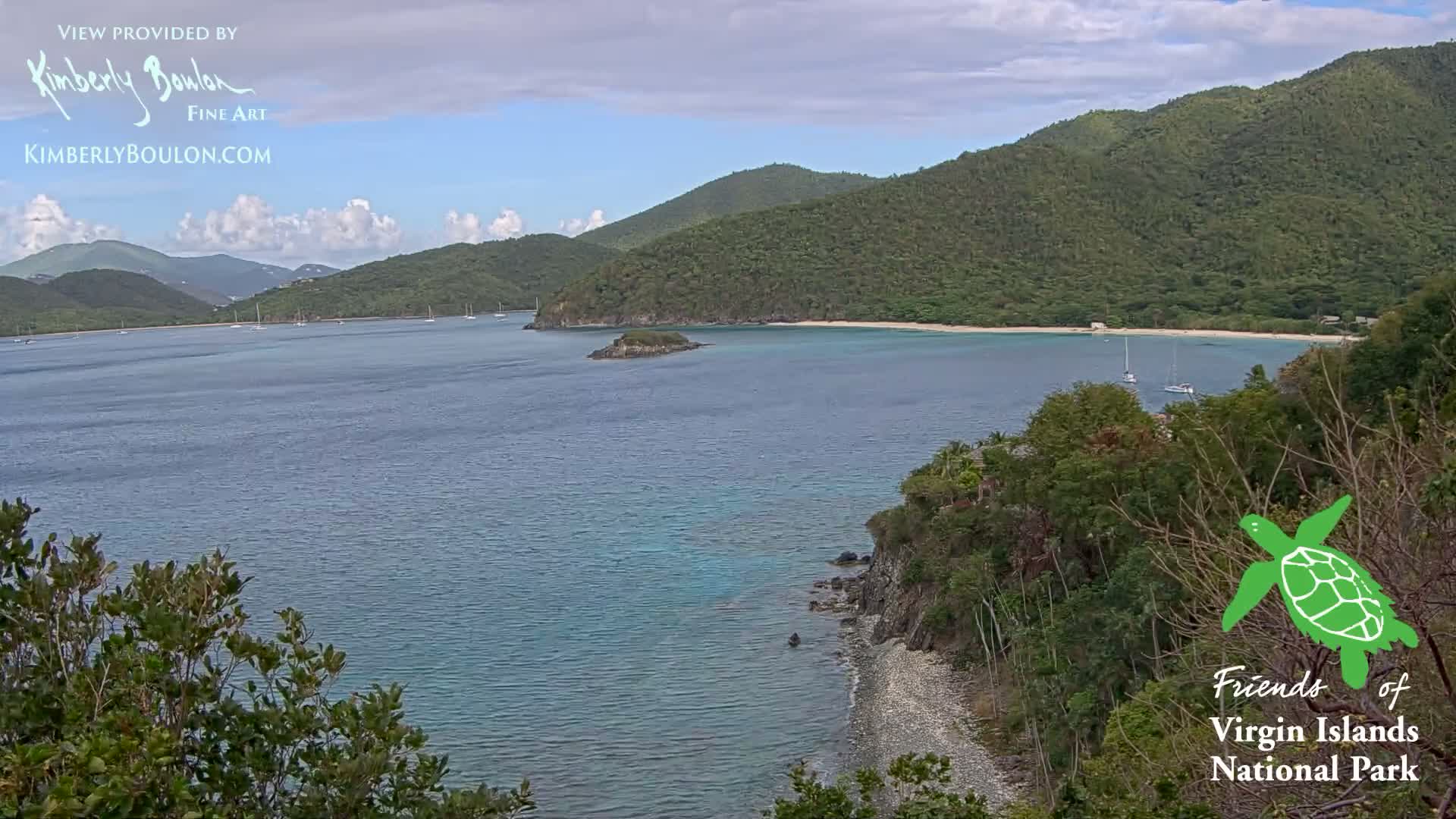 St. John, Cinnamon, Maho, and Francis Bays from Windswept Point Live Cam - Central, St. John, United States Virgin Islands, USA