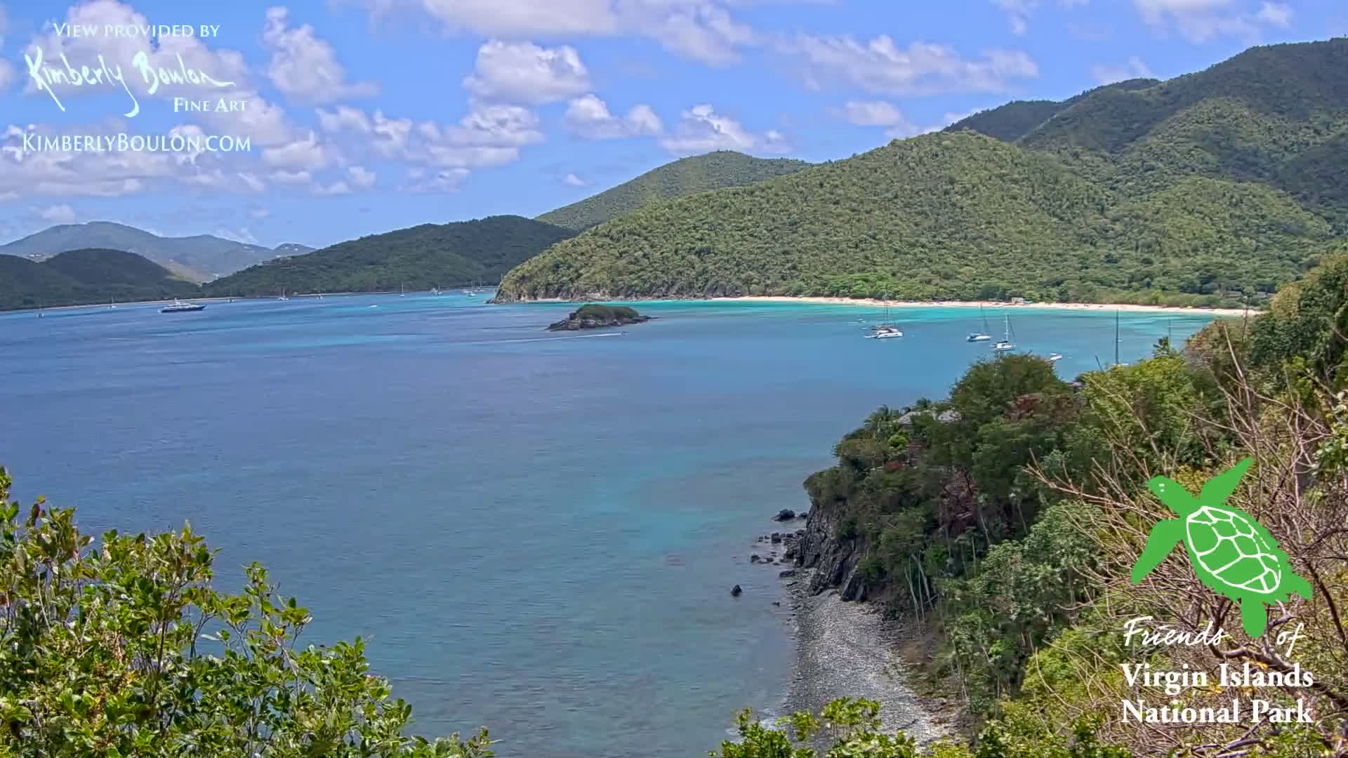 St. John, Cinnamon, Maho, and Francis Bays from Windswept Point Live Cam - Central, St. John, United States Virgin Islands, USA