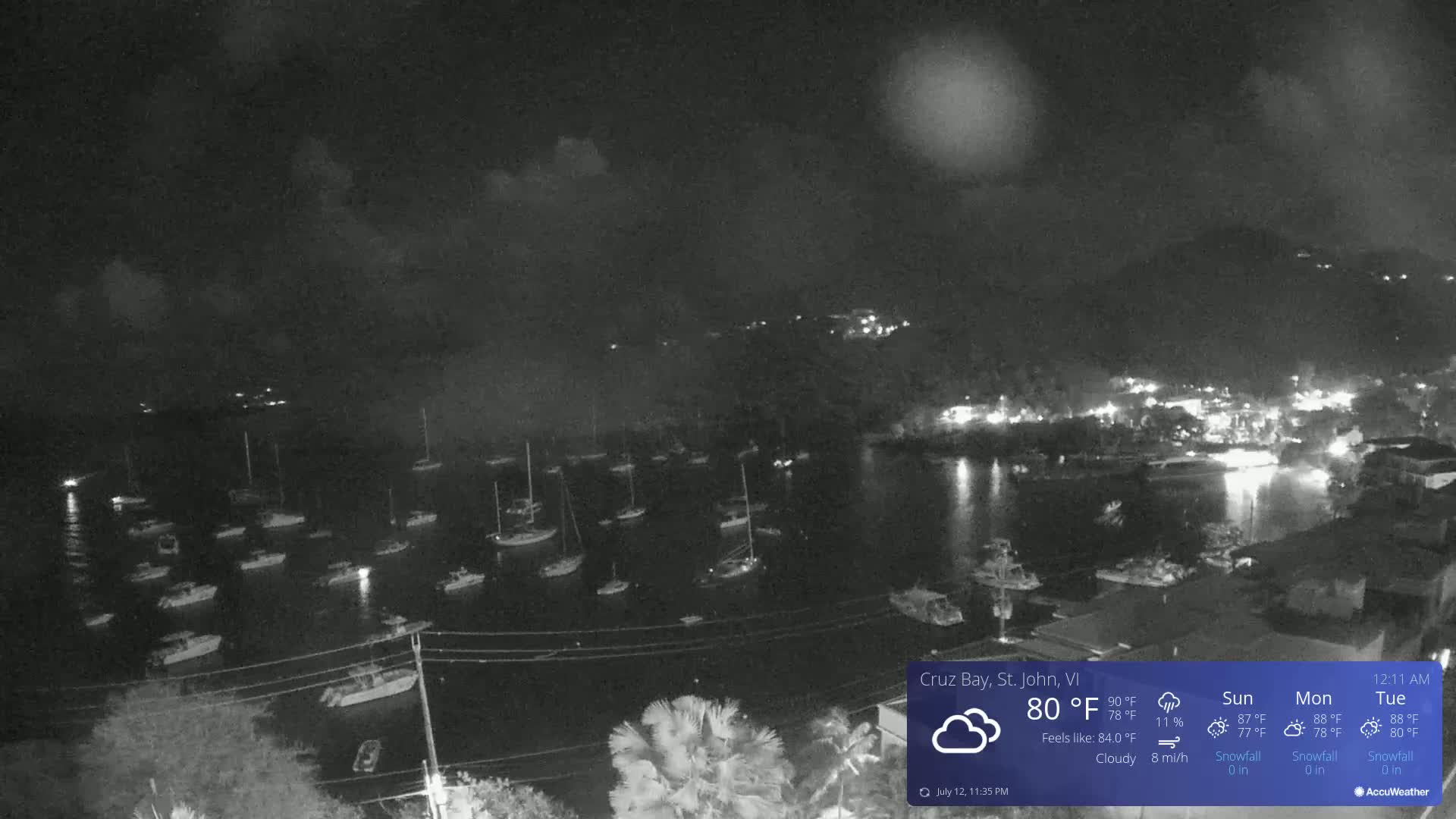 St. John, Cruz Bay Skyline Live Cam - Cruz Bay, St. John, United States Virgin Islands, USA