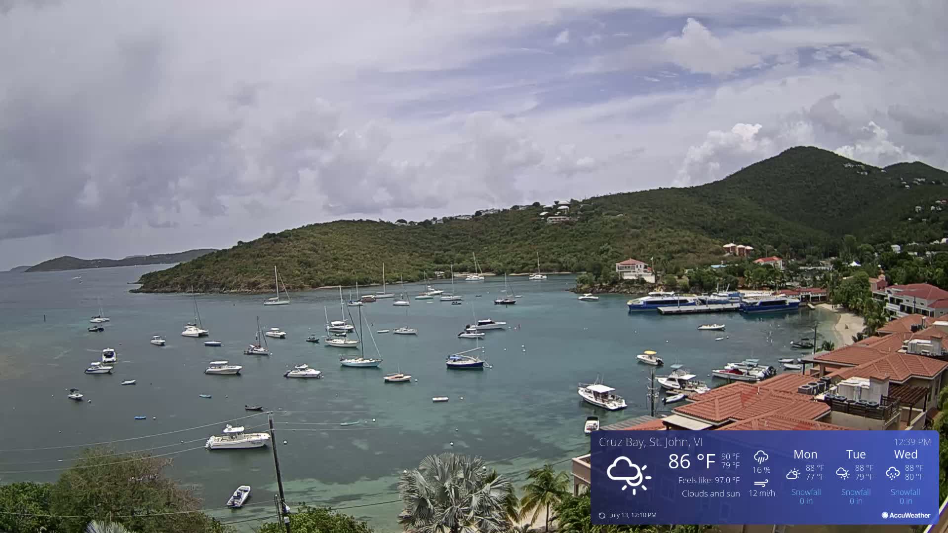 St. John, Cruz Bay Skyline Live Cam - Cruz Bay, St. John, United States Virgin Islands, USA