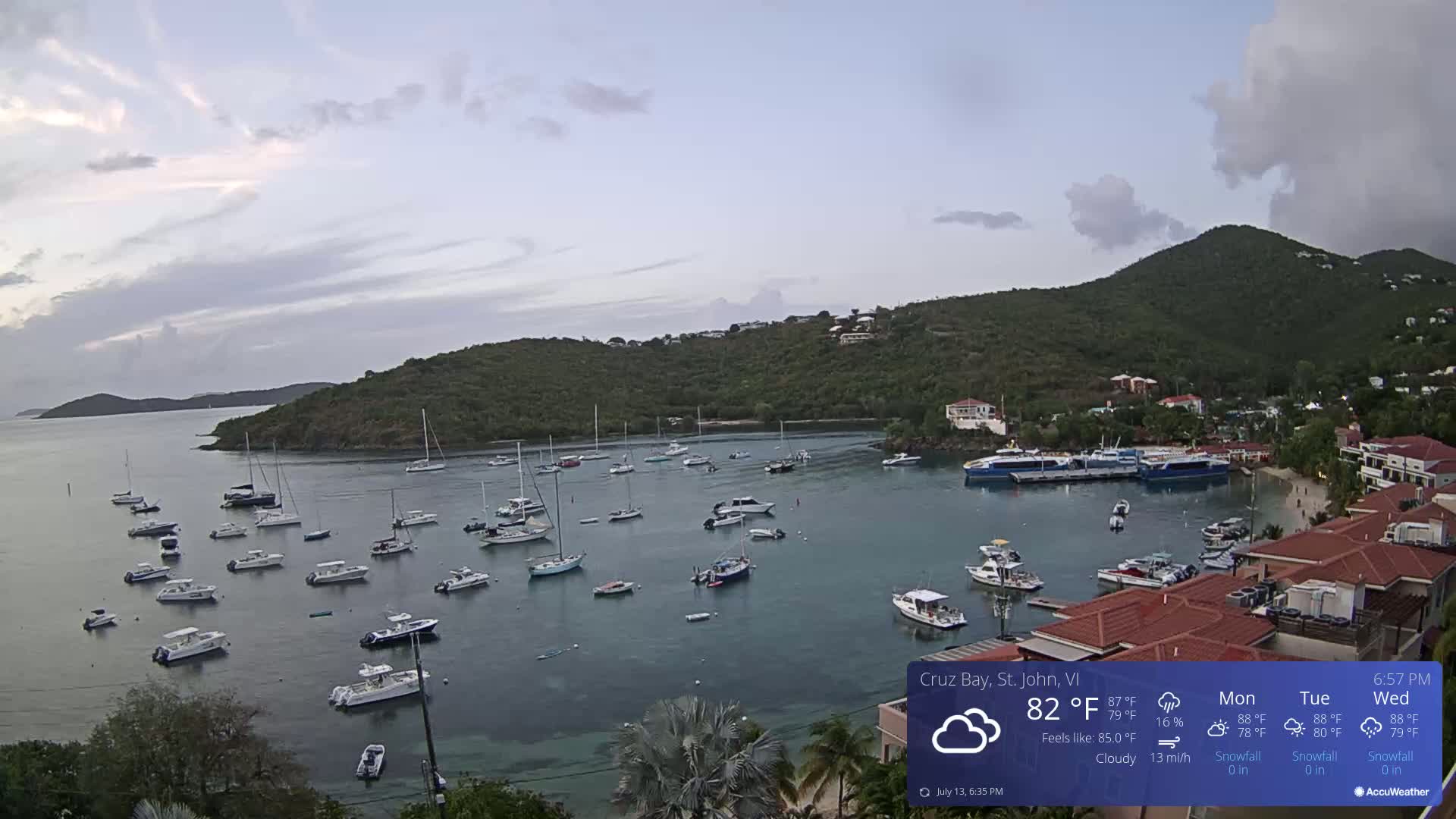 St. John, Cruz Bay Skyline Live Cam - Cruz Bay, St. John, United States Virgin Islands, USA
