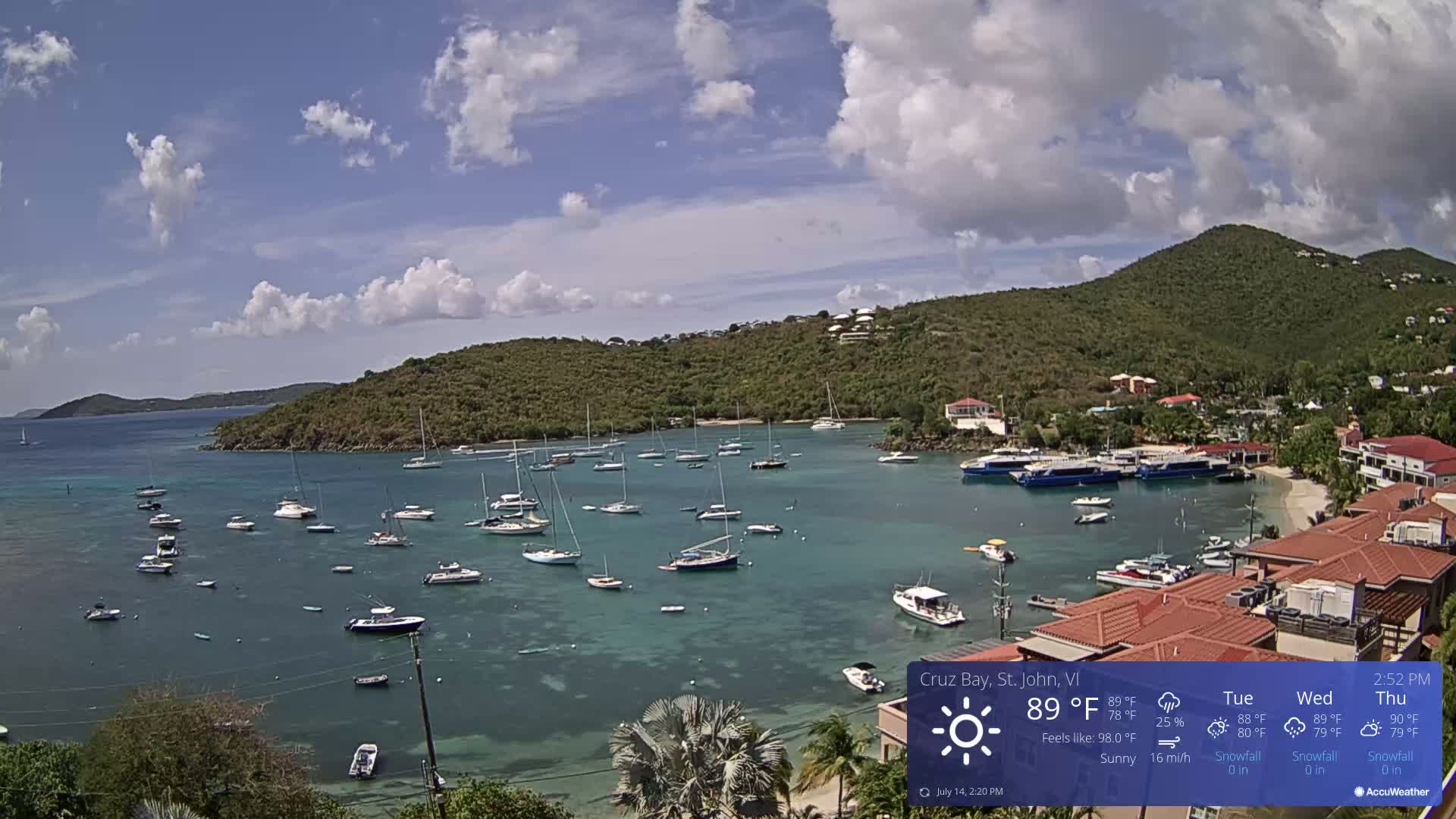 St. John, Cruz Bay Skyline Live Cam - Cruz Bay, St. John, United States Virgin Islands, USA