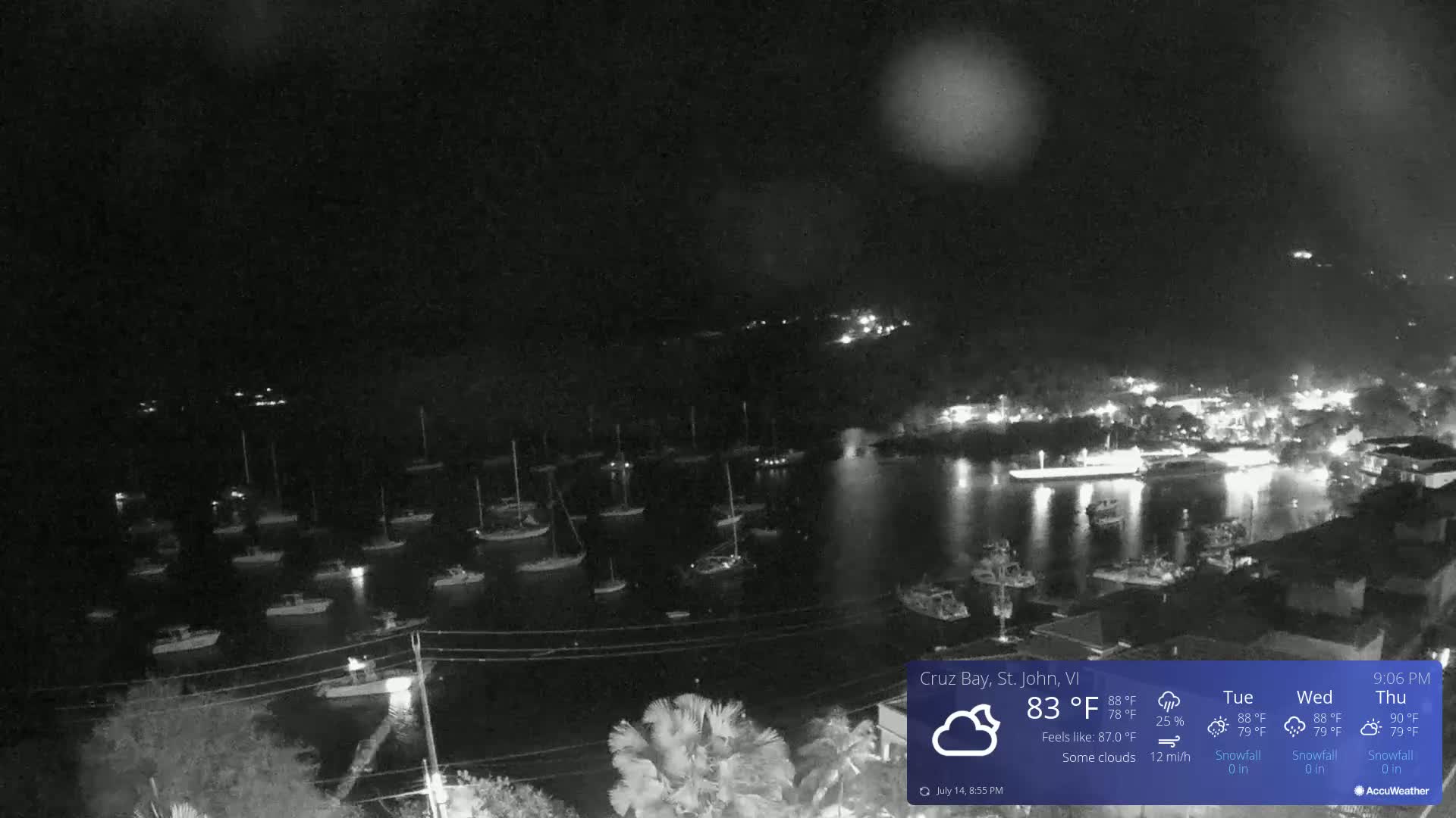 St. John, Cruz Bay Skyline Live Cam - Cruz Bay, St. John, United States Virgin Islands, USA