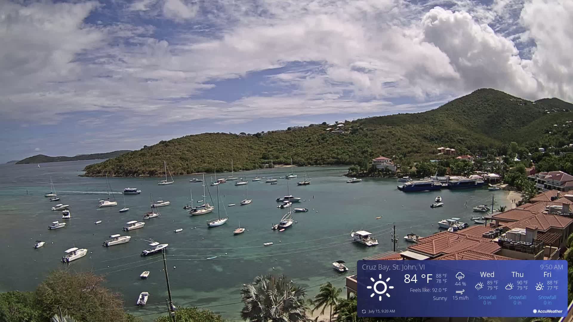 St. John, Cruz Bay Skyline Live Cam - Cruz Bay, St. John, United States Virgin Islands, USA