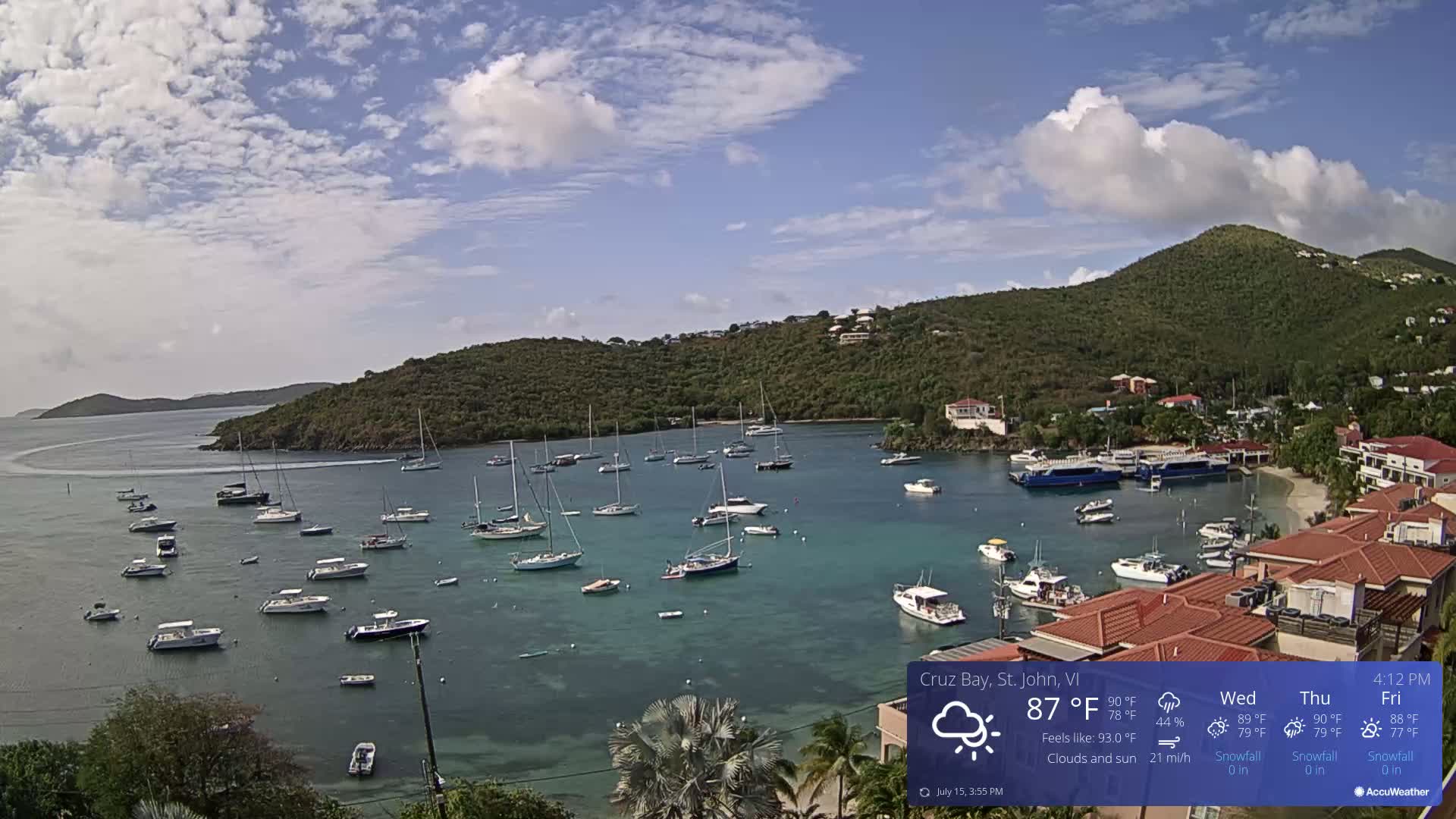St. John, Cruz Bay Skyline Live Cam - Cruz Bay, St. John, United States Virgin Islands, USA