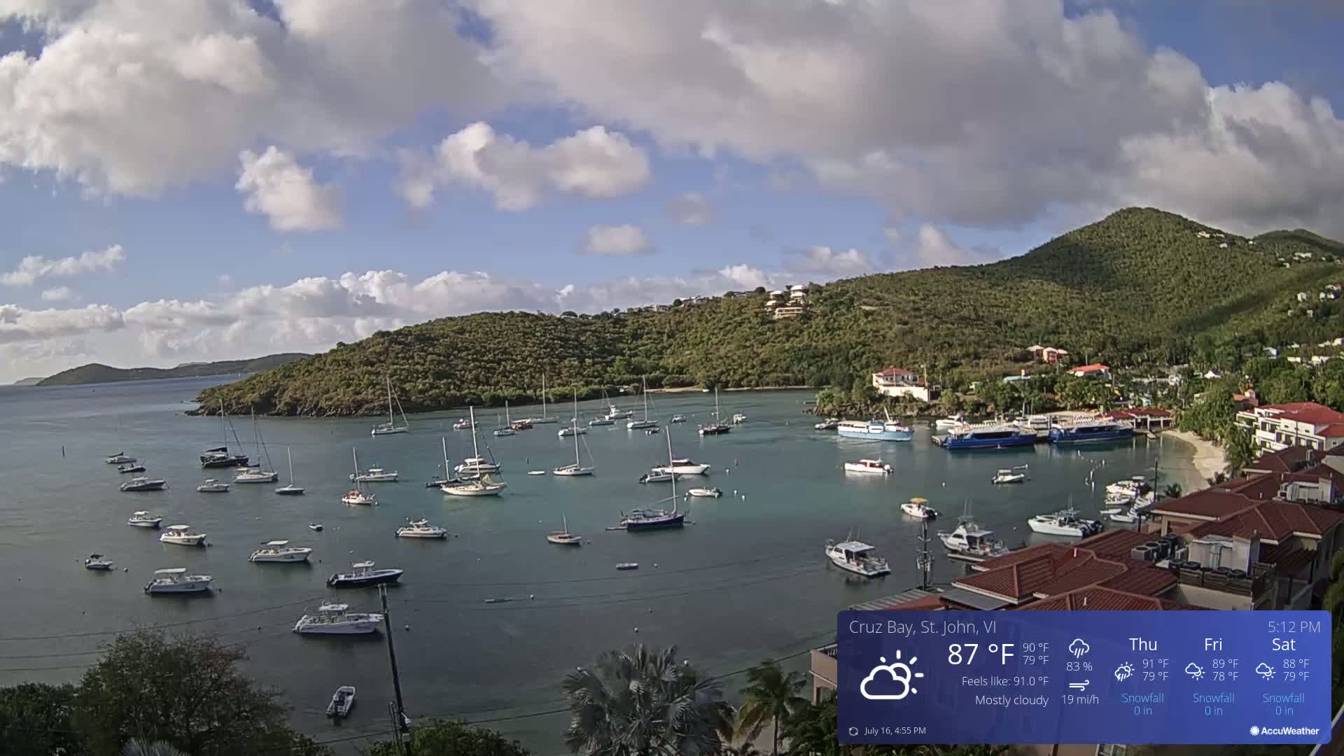 St. John, Cruz Bay Skyline Live Cam - Cruz Bay, St. John, United States Virgin Islands, USA