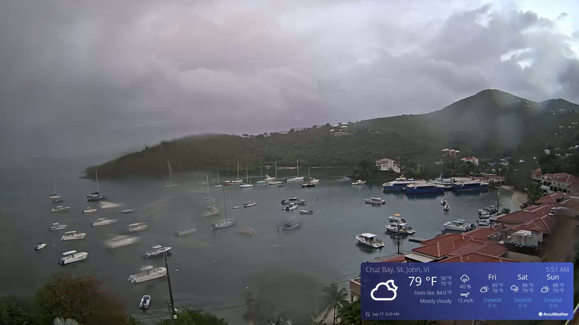 St. John, Cruz Bay Skyline Live Cam - Cruz Bay, St. John, United States Virgin Islands, USA