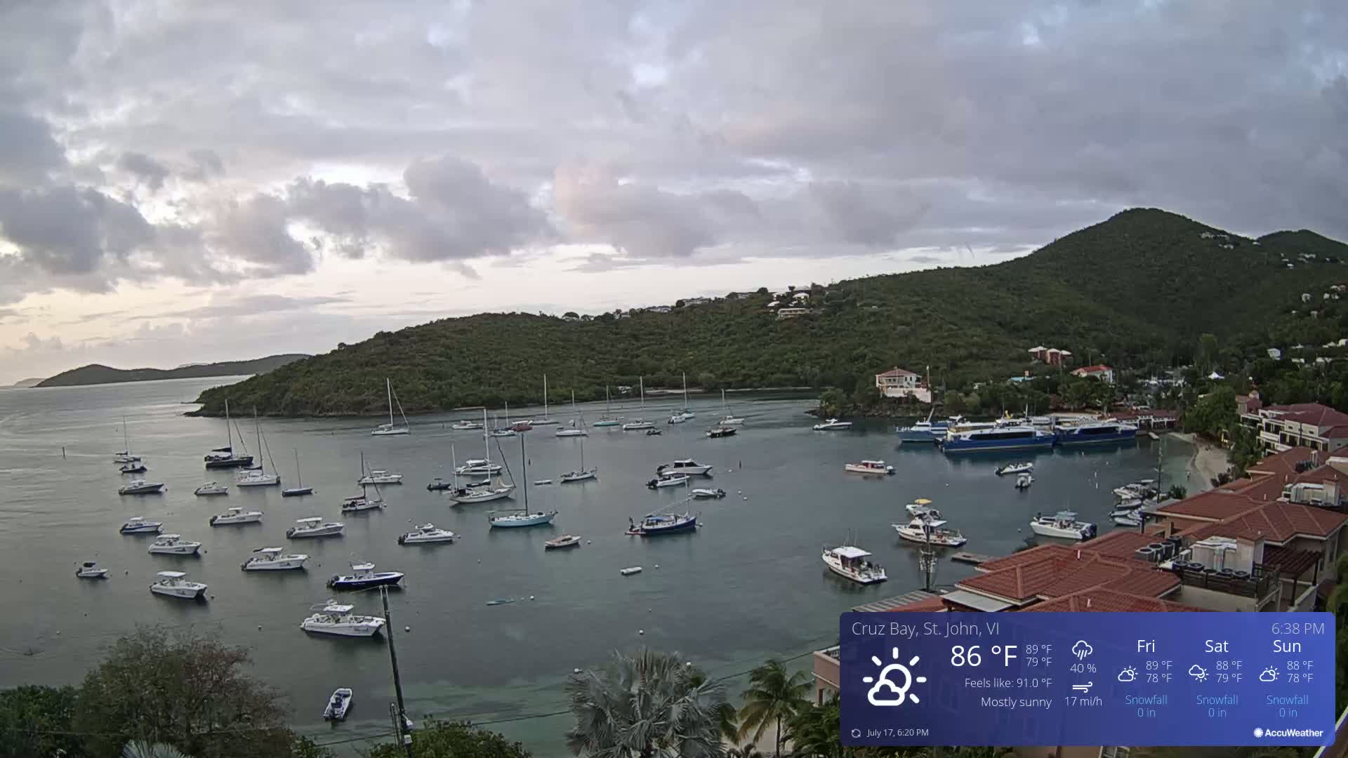St. John, Cruz Bay Skyline Live Cam - Cruz Bay, St. John, United States Virgin Islands, USA