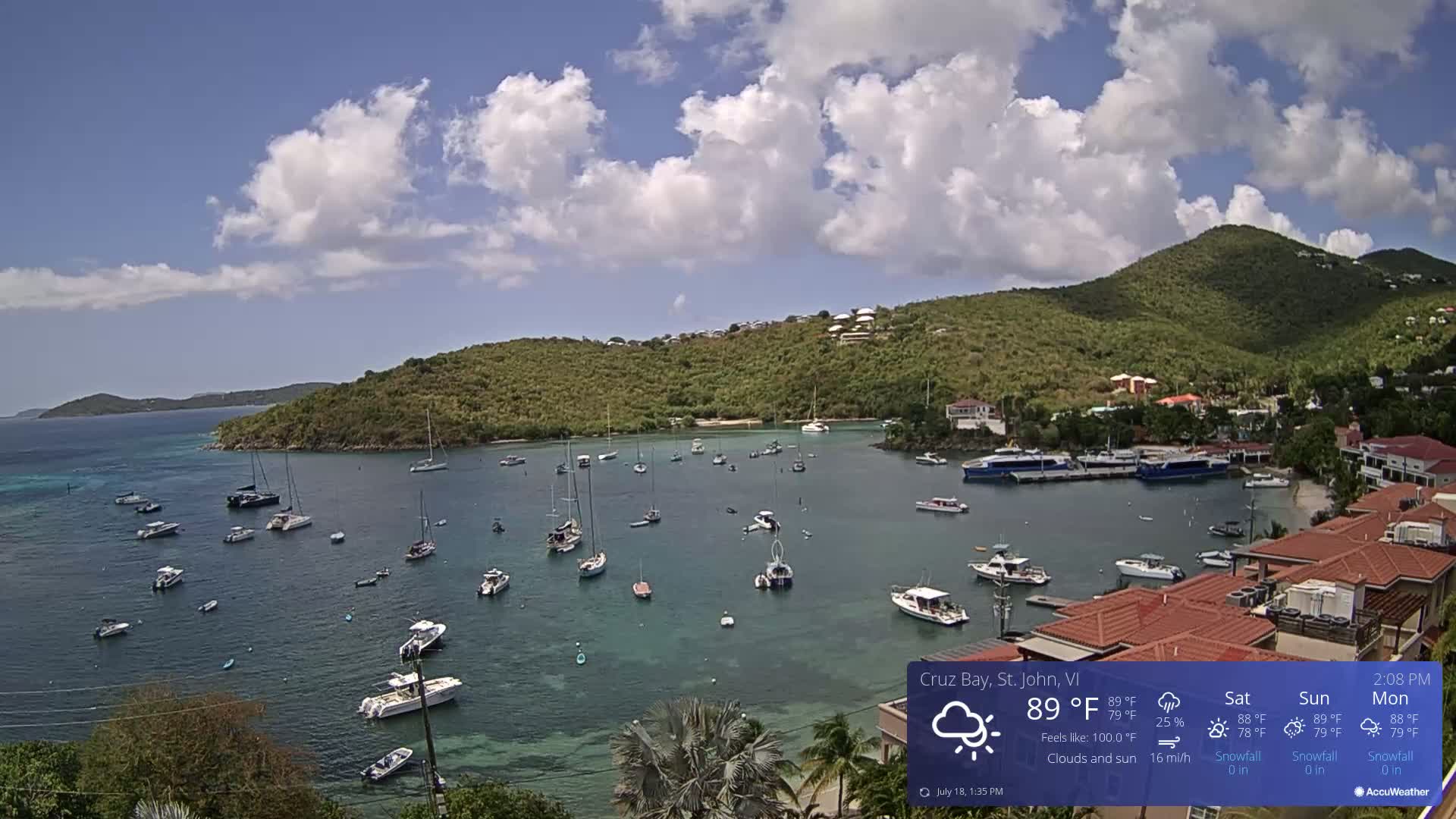 St. John, Cruz Bay Skyline Live Cam - Cruz Bay, St. John, United States Virgin Islands, USA
