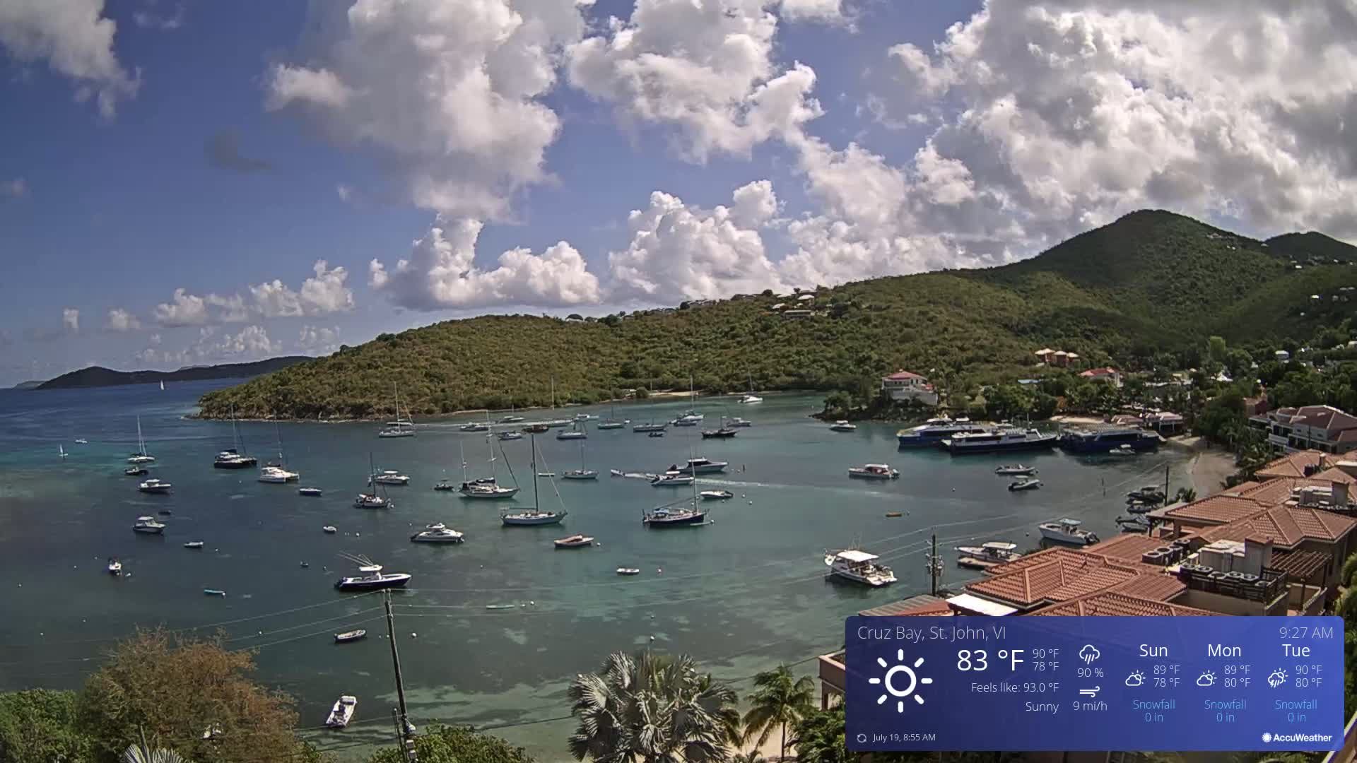St. John, Cruz Bay Skyline Live Cam - Cruz Bay, St. John, United States Virgin Islands, USA