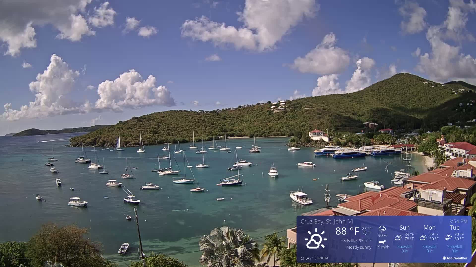 St. John, Cruz Bay Skyline Live Cam - Cruz Bay, St. John, United States Virgin Islands, USA