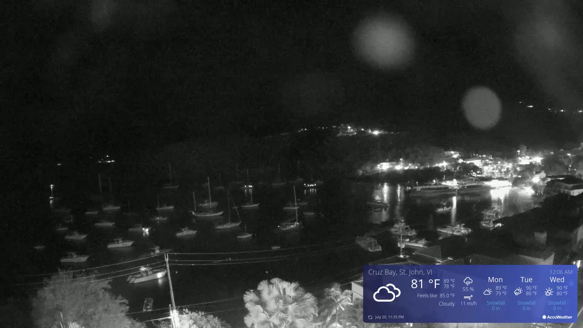 St. John, Cruz Bay Skyline Live Cam - Cruz Bay, St. John, United States Virgin Islands, USA