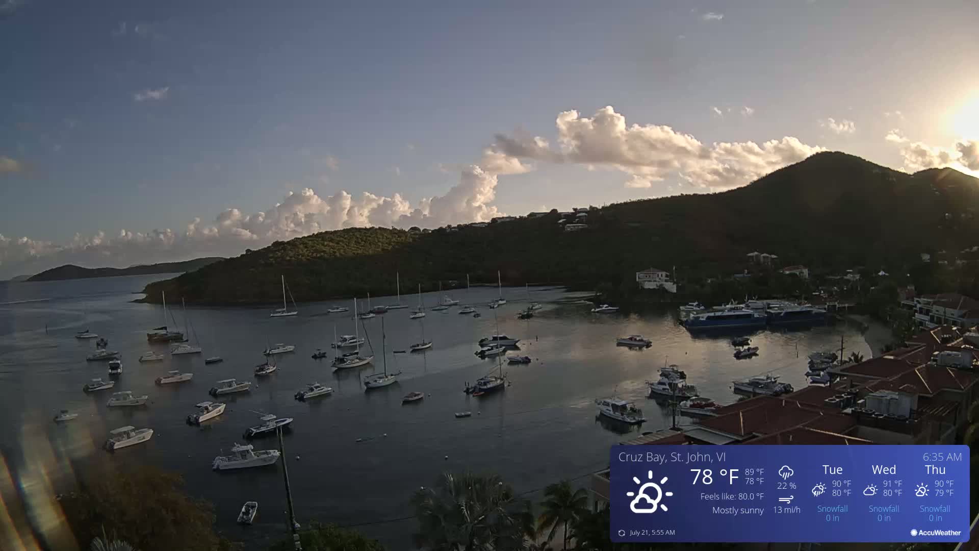 St. John, Cruz Bay Skyline Live Cam - Cruz Bay, St. John, United States Virgin Islands, USA