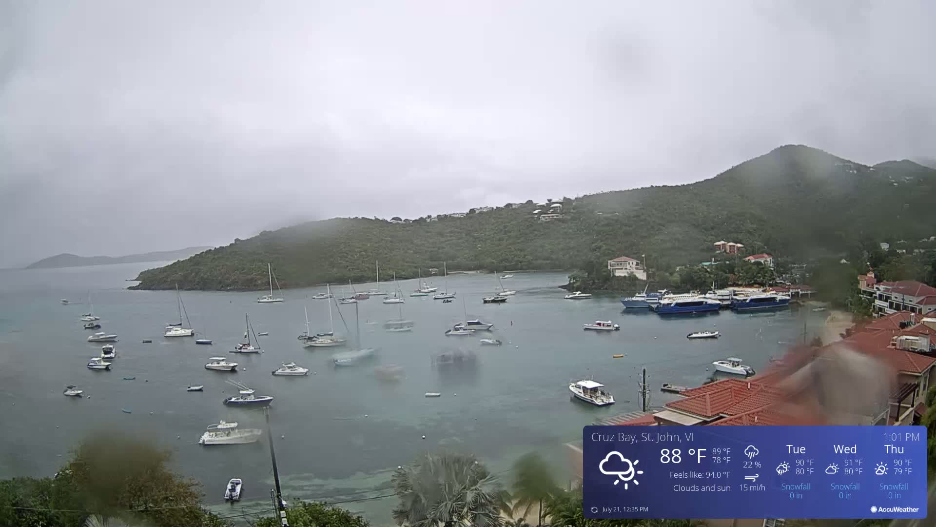 St. John, Cruz Bay Skyline Live Cam - Cruz Bay, St. John, United States Virgin Islands, USA
