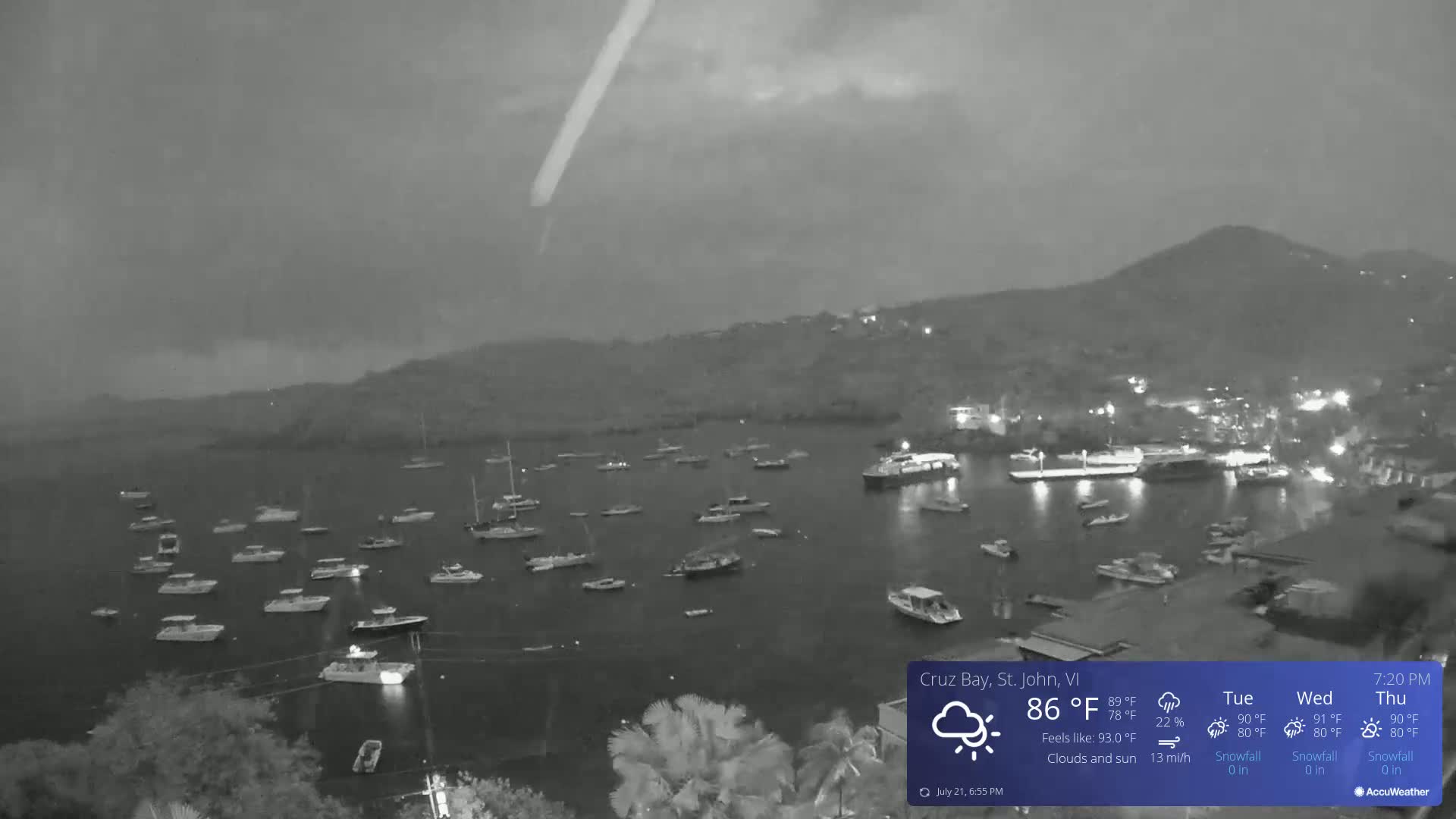 St. John, Cruz Bay Skyline Live Cam - Cruz Bay, St. John, United States Virgin Islands, USA