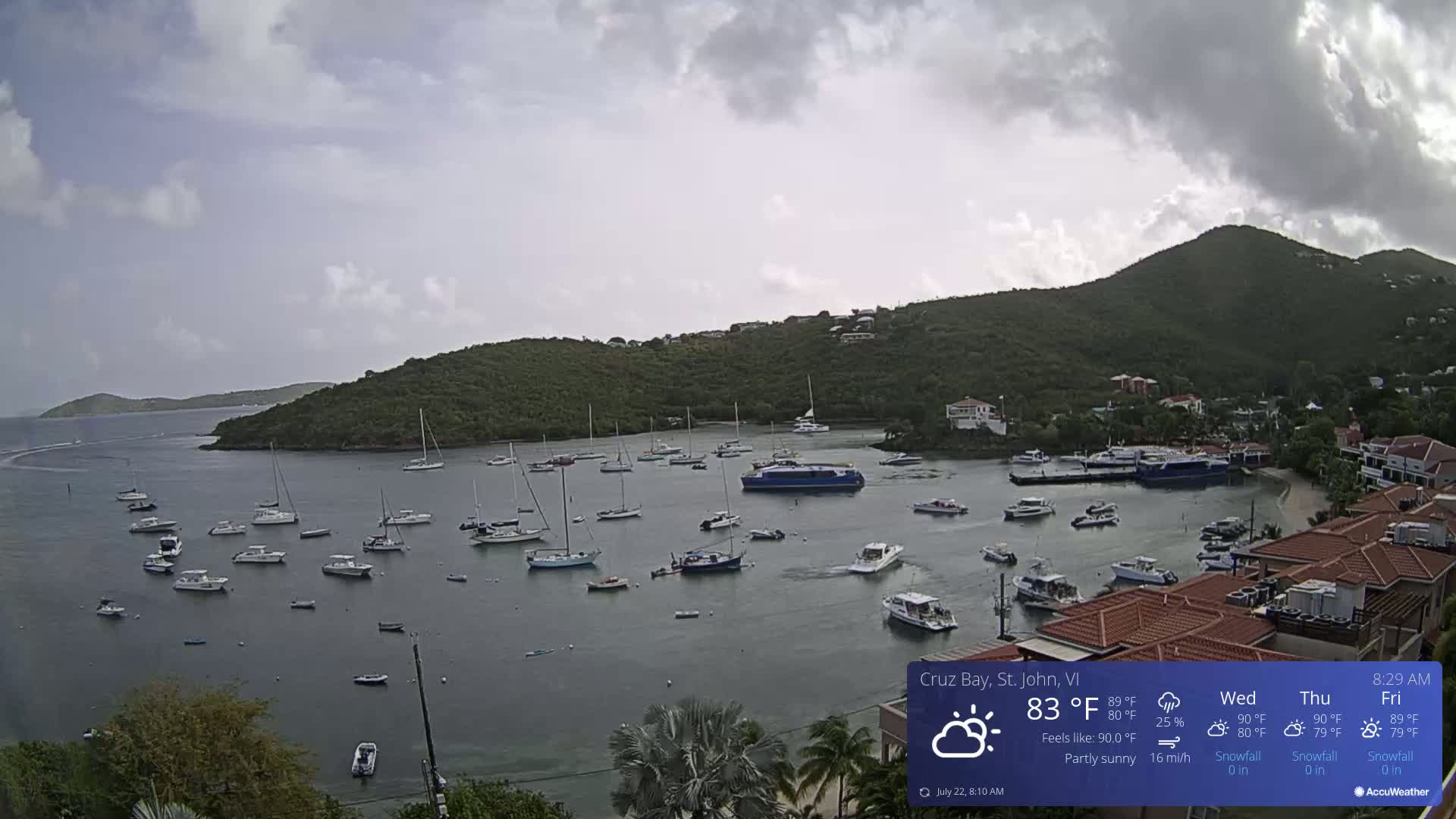 St. John, Cruz Bay Skyline Live Cam - Cruz Bay, St. John, United States Virgin Islands, USA