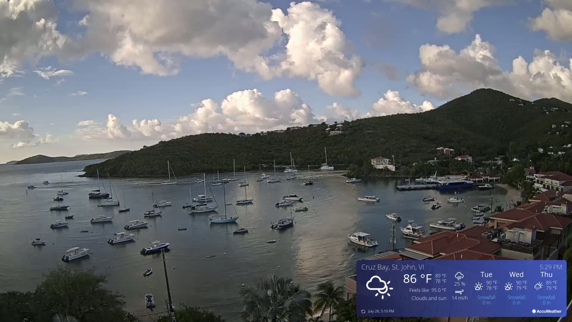 St. John, Cruz Bay Skyline Live Cam - Cruz Bay, St. John, United States Virgin Islands, USA