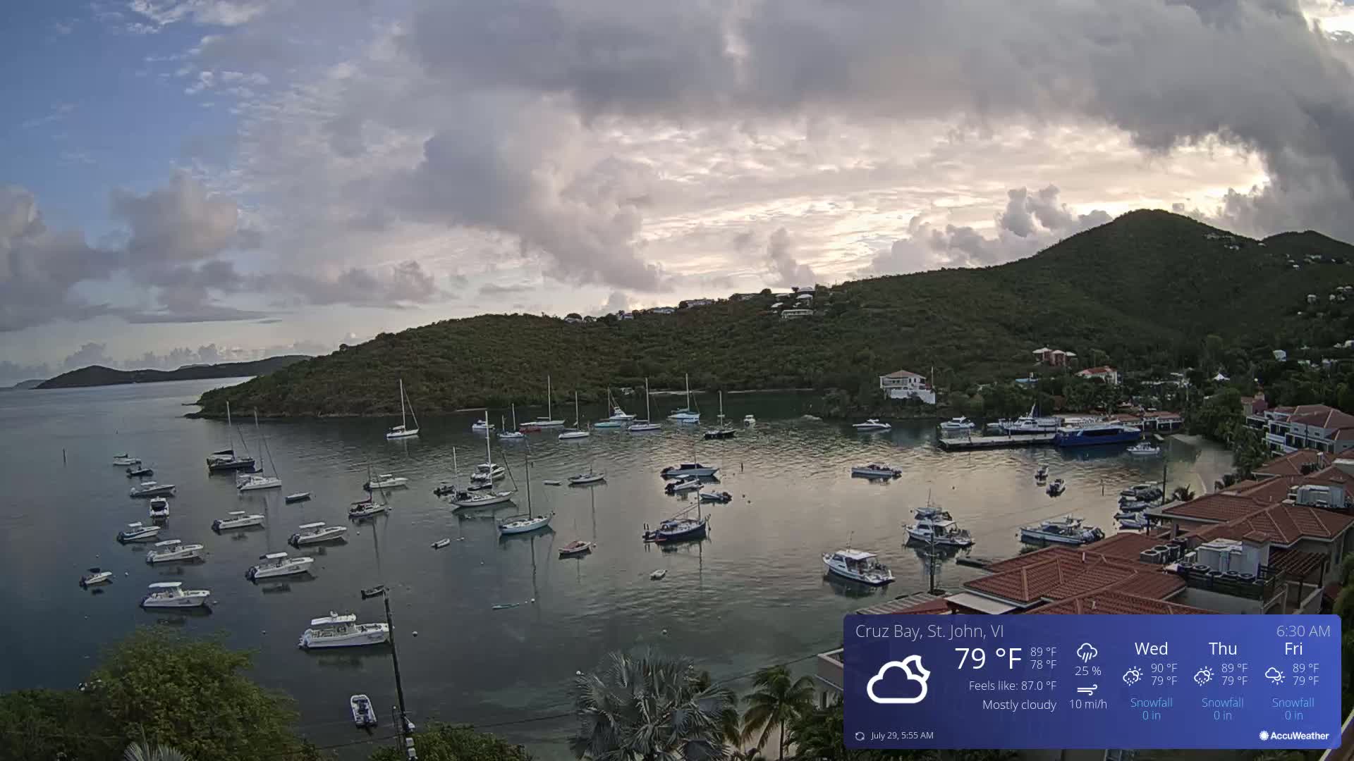 St. John, Cruz Bay Skyline Live Cam - Cruz Bay, St. John, United States Virgin Islands, USA