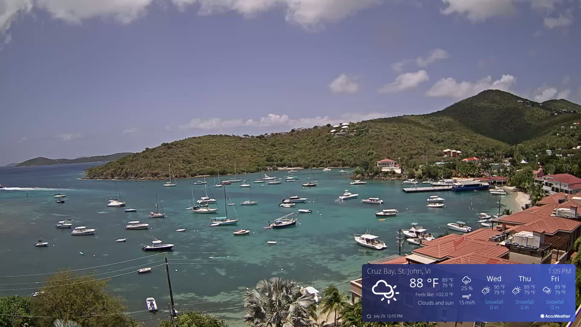 St. John, Cruz Bay Skyline Live Cam - Cruz Bay, St. John, United States Virgin Islands, USA
