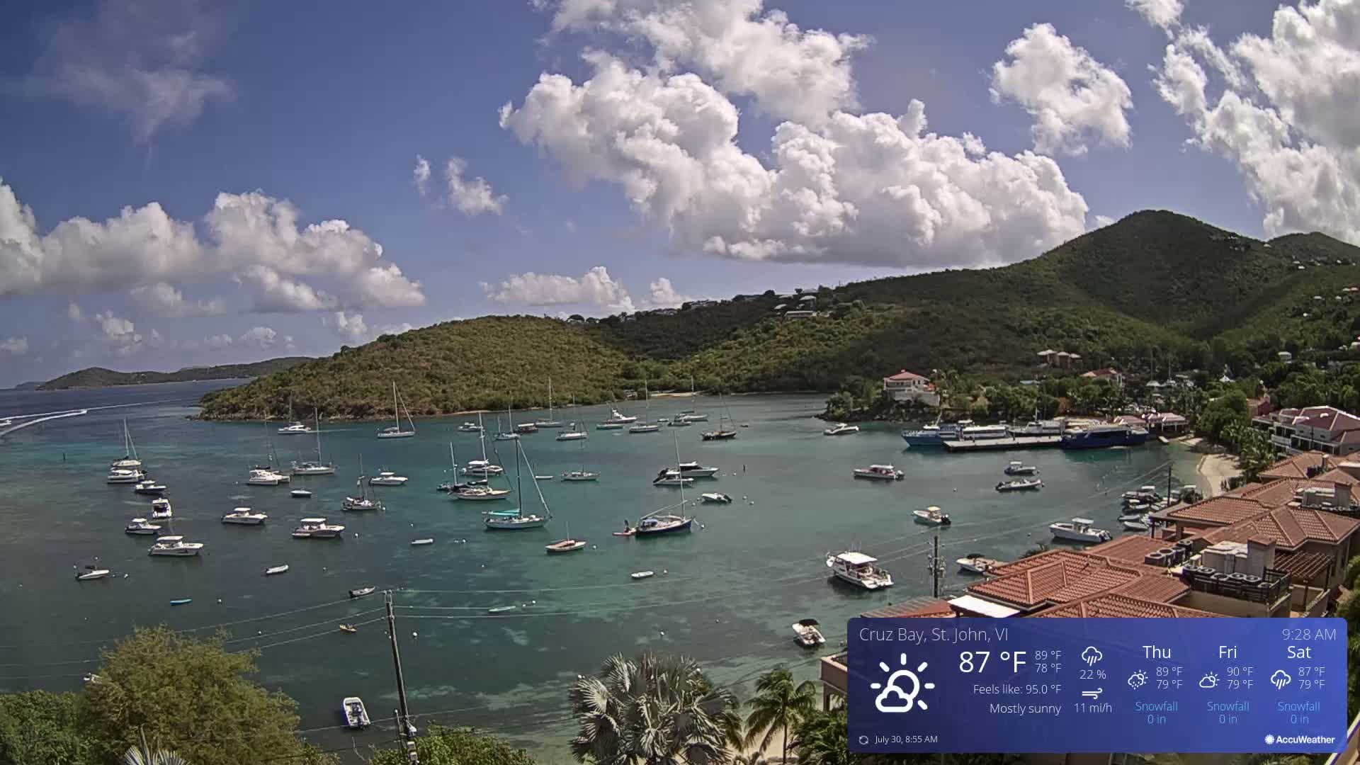 St. John, Cruz Bay Skyline Live Cam - Cruz Bay, St. John, United States Virgin Islands, USA