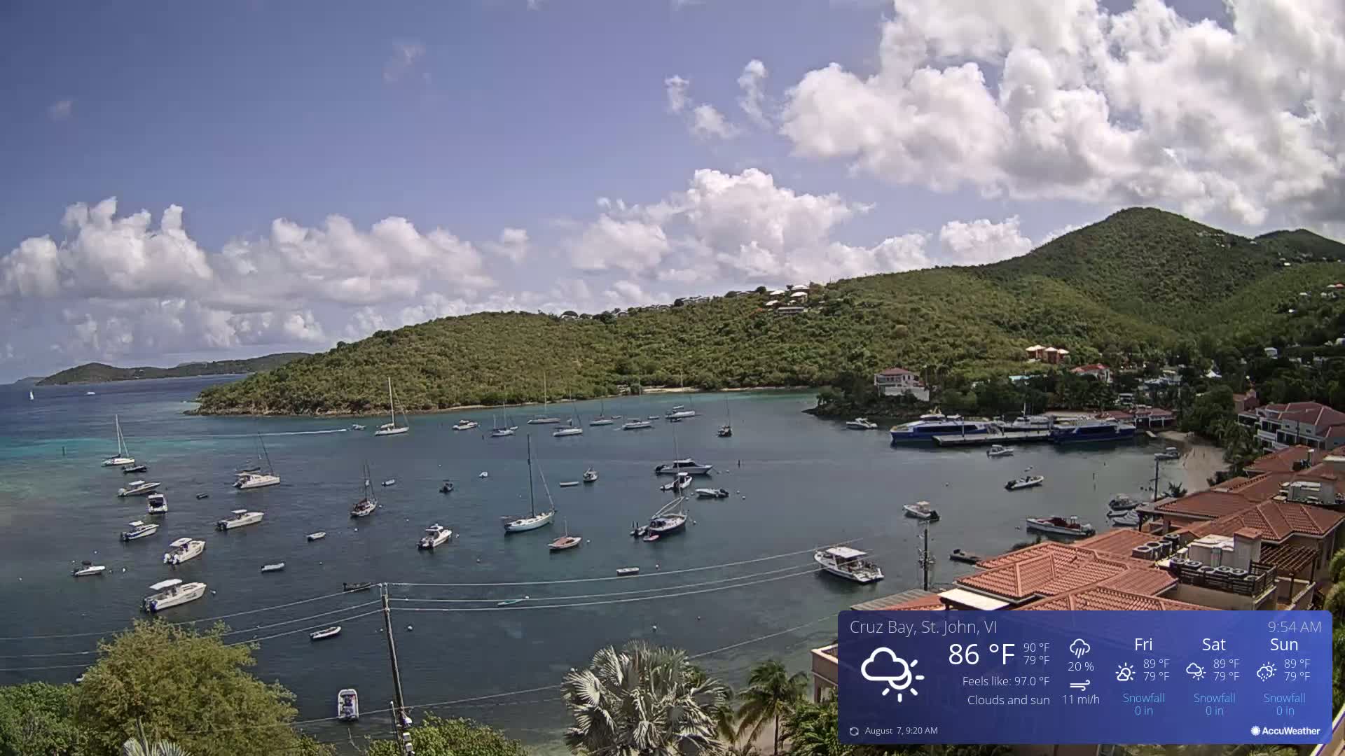 St. John, Cruz Bay Skyline Live Cam - Cruz Bay, St. John, United States Virgin Islands, USA