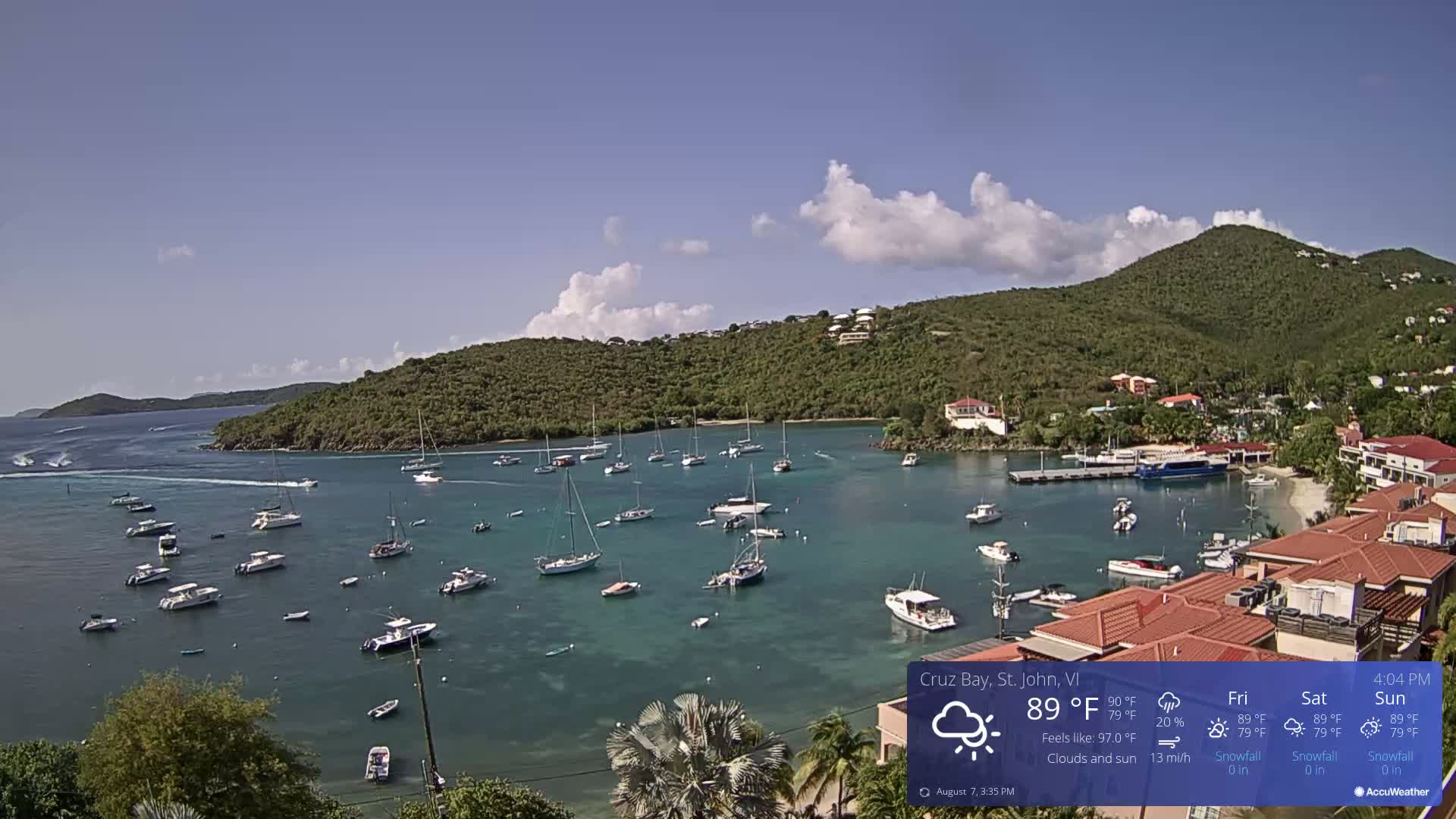 St. John, Cruz Bay Skyline Live Cam - Cruz Bay, St. John, United States Virgin Islands, USA