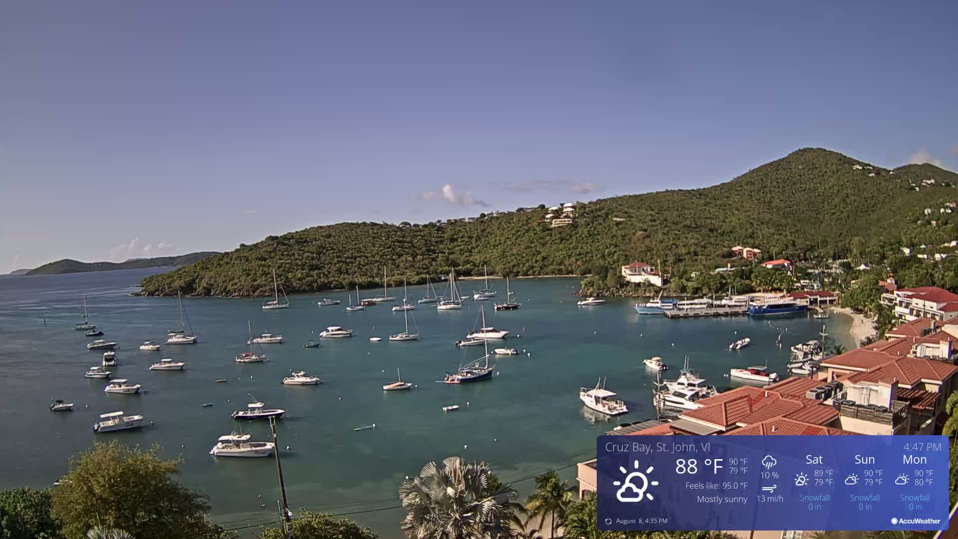 St. John, Cruz Bay Skyline Live Cam - Cruz Bay, St. John, United States Virgin Islands, USA