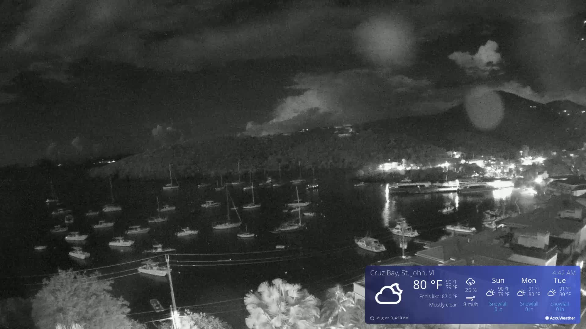 St. John, Cruz Bay Skyline Live Cam - Cruz Bay, St. John, United States Virgin Islands, USA