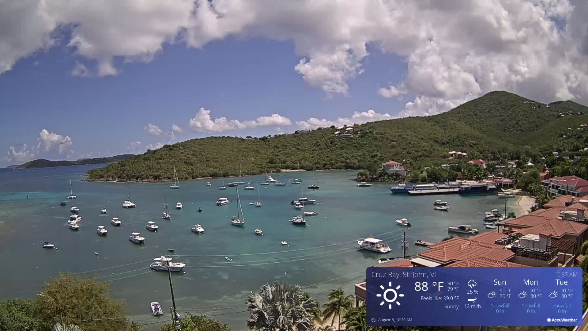 St. John, Cruz Bay Skyline Live Cam - Cruz Bay, St. John, United States Virgin Islands, USA